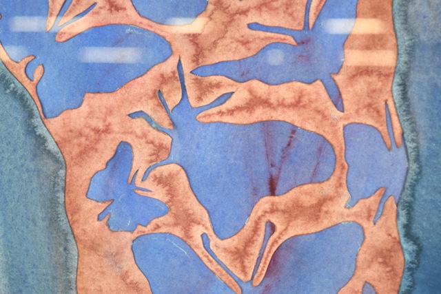 Original Tuska Cut Paper and Watercolor Framed Art "Tattoo" Number 1