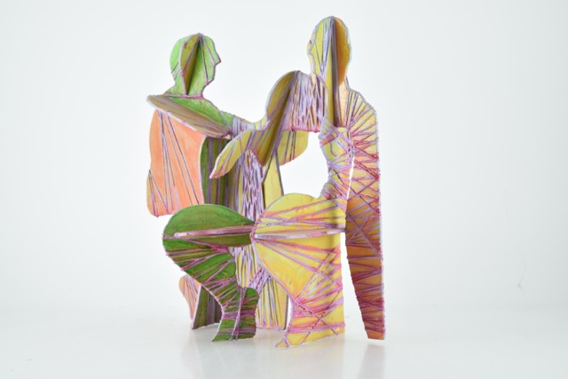 Original Tuska Mixed Media Sculpture "Conversation"