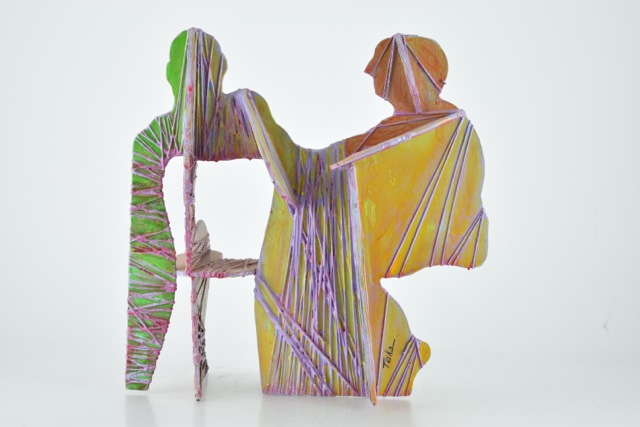 Original Tuska Mixed Media Sculpture "Conversation"