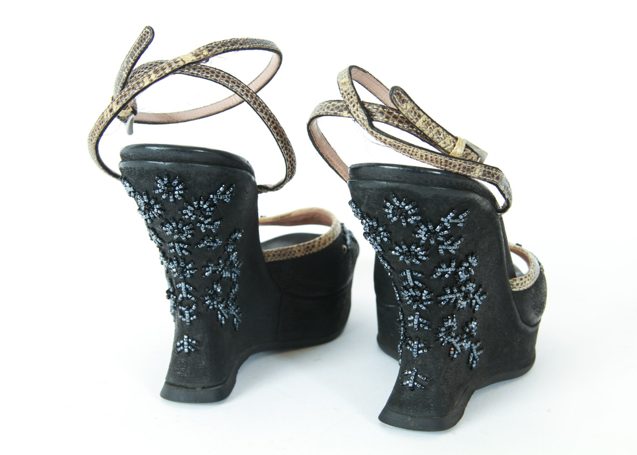 Prada Beaded Platform Wedges