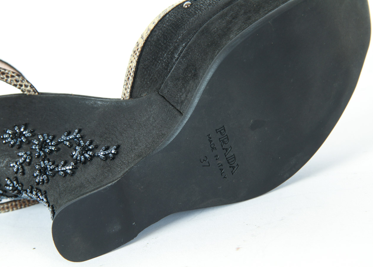 Prada Beaded Platform Wedges