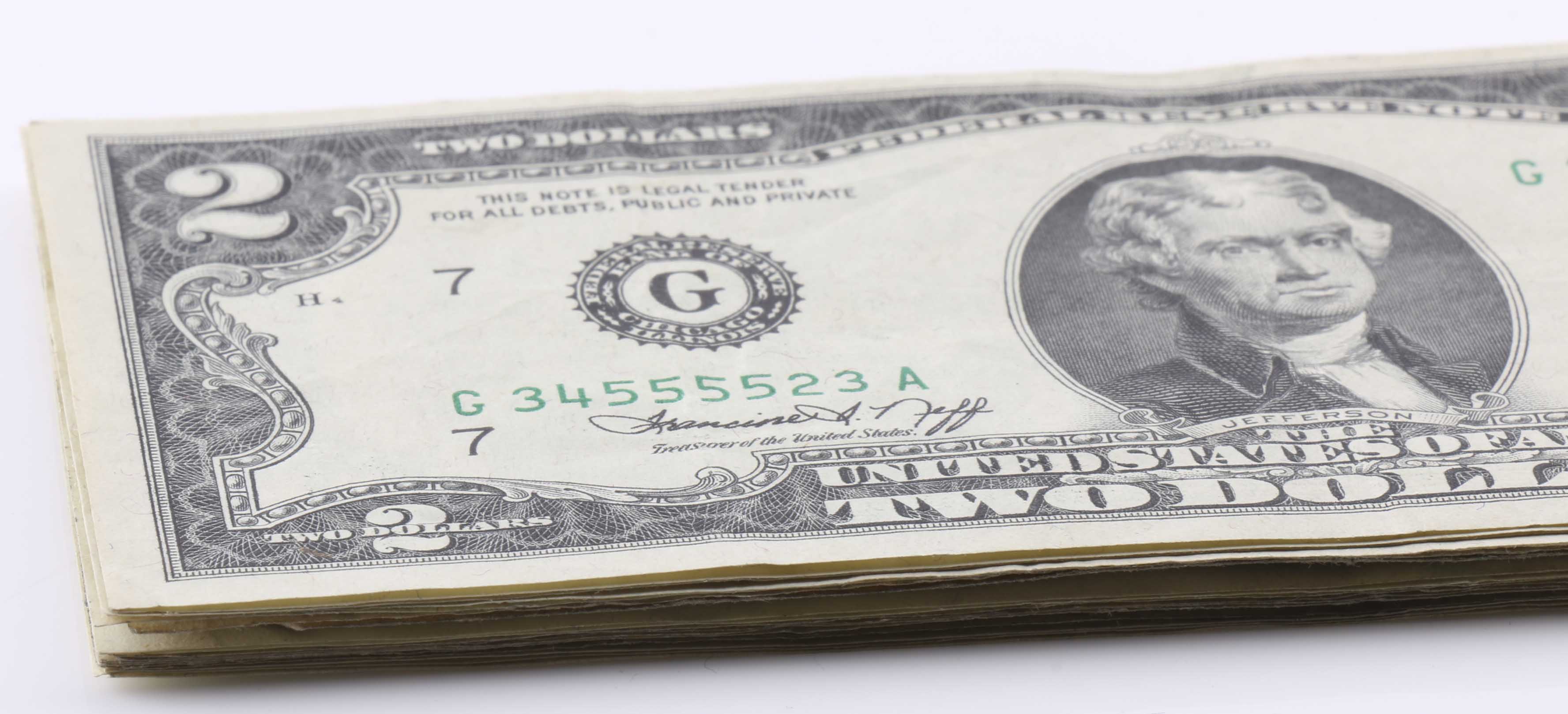 Nineteen U.S. Two Dollar Bills