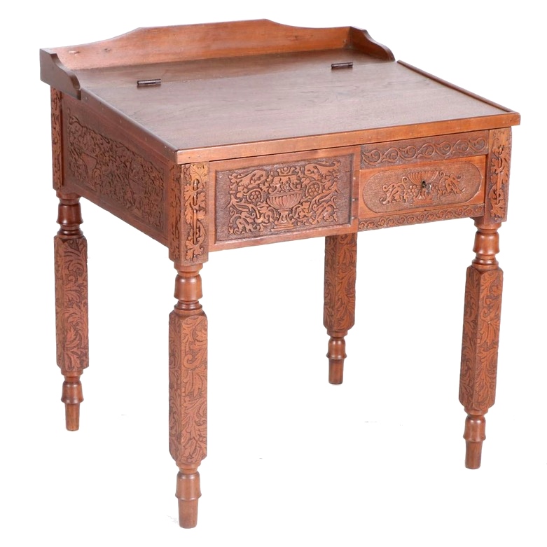 Antique School Master's Slant Top Desk in Walnut