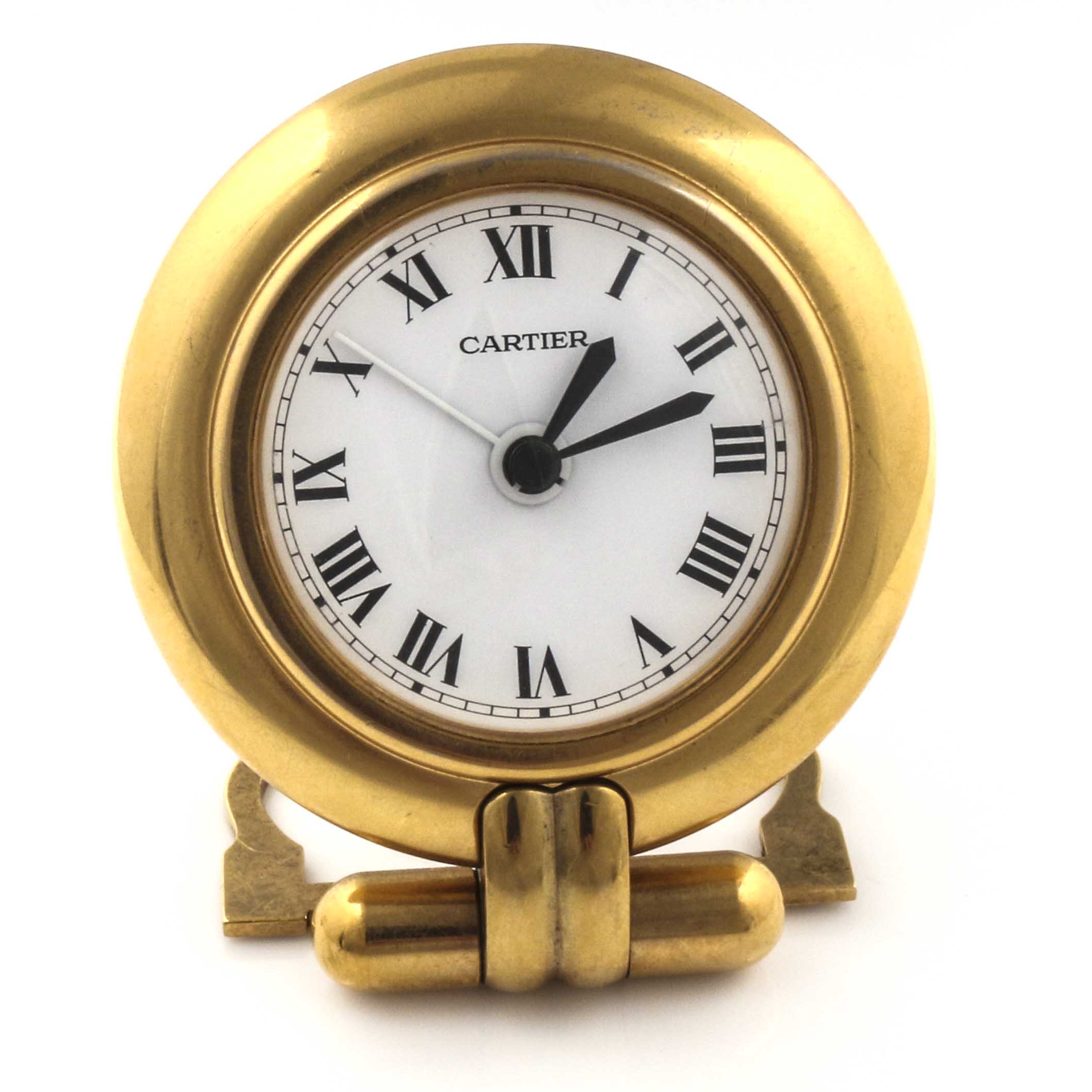 Cartier Gold Tone "Pendulette Romane" Alarm Clock