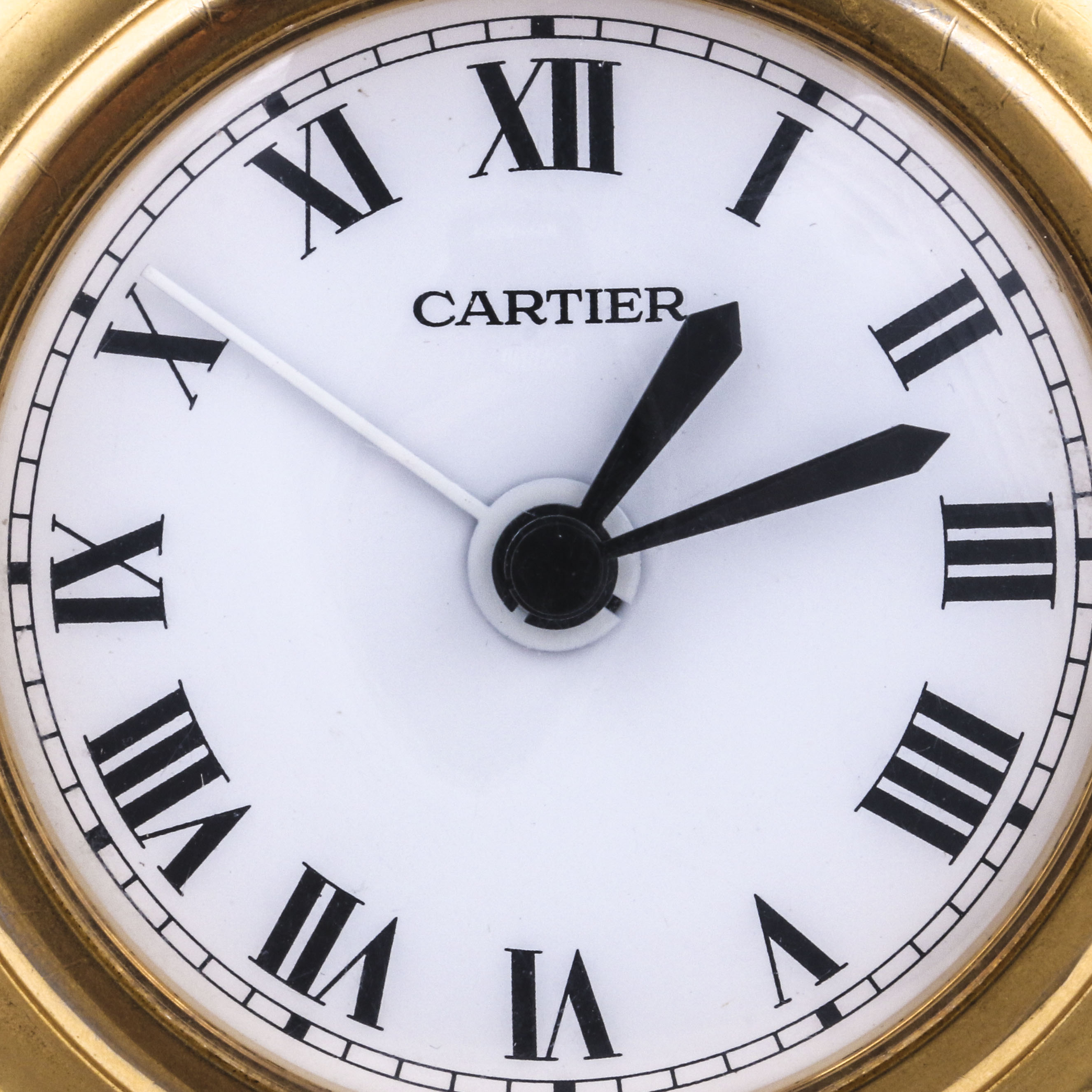 Cartier Gold Tone "Pendulette Romane" Alarm Clock