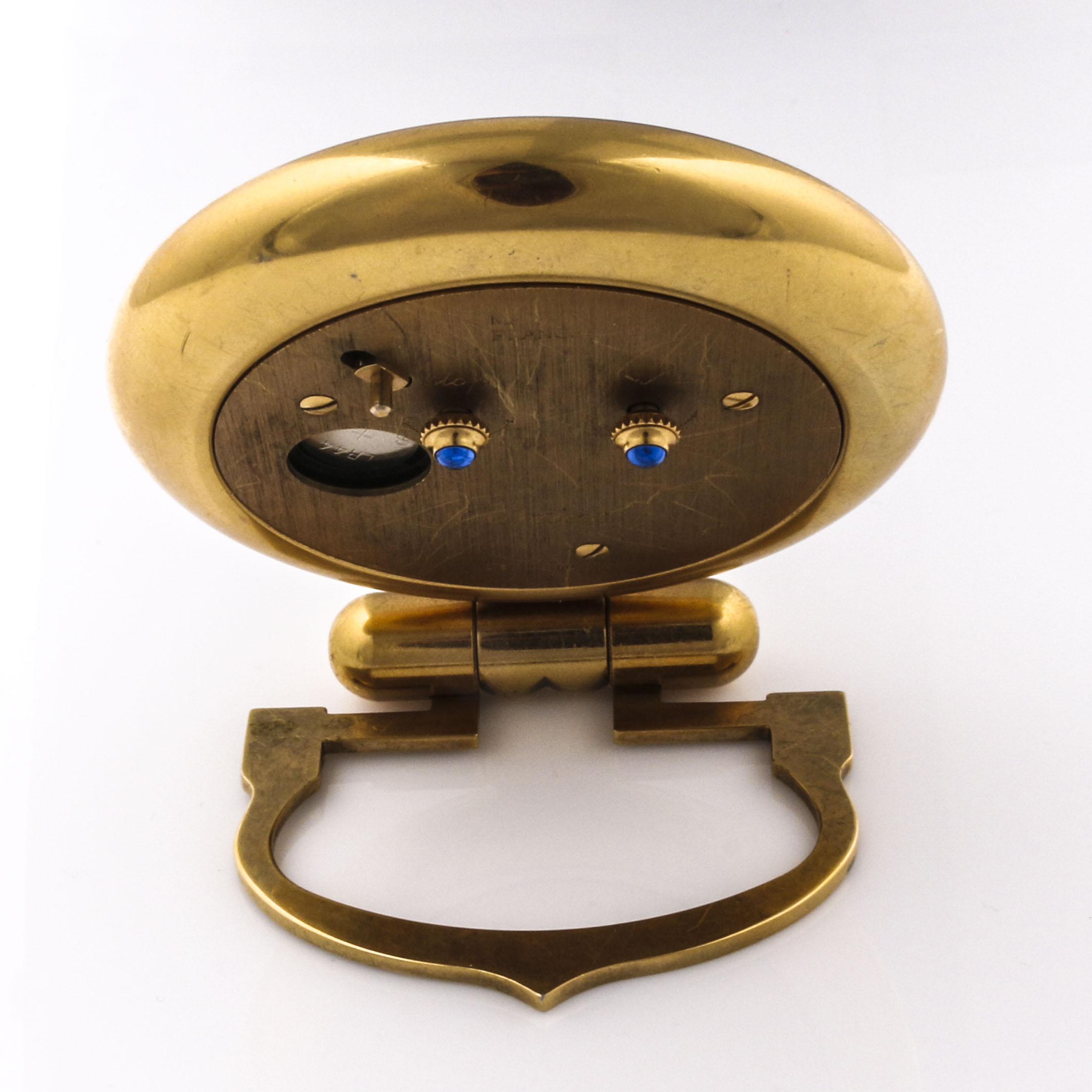 Cartier Gold Tone "Pendulette Romane" Alarm Clock