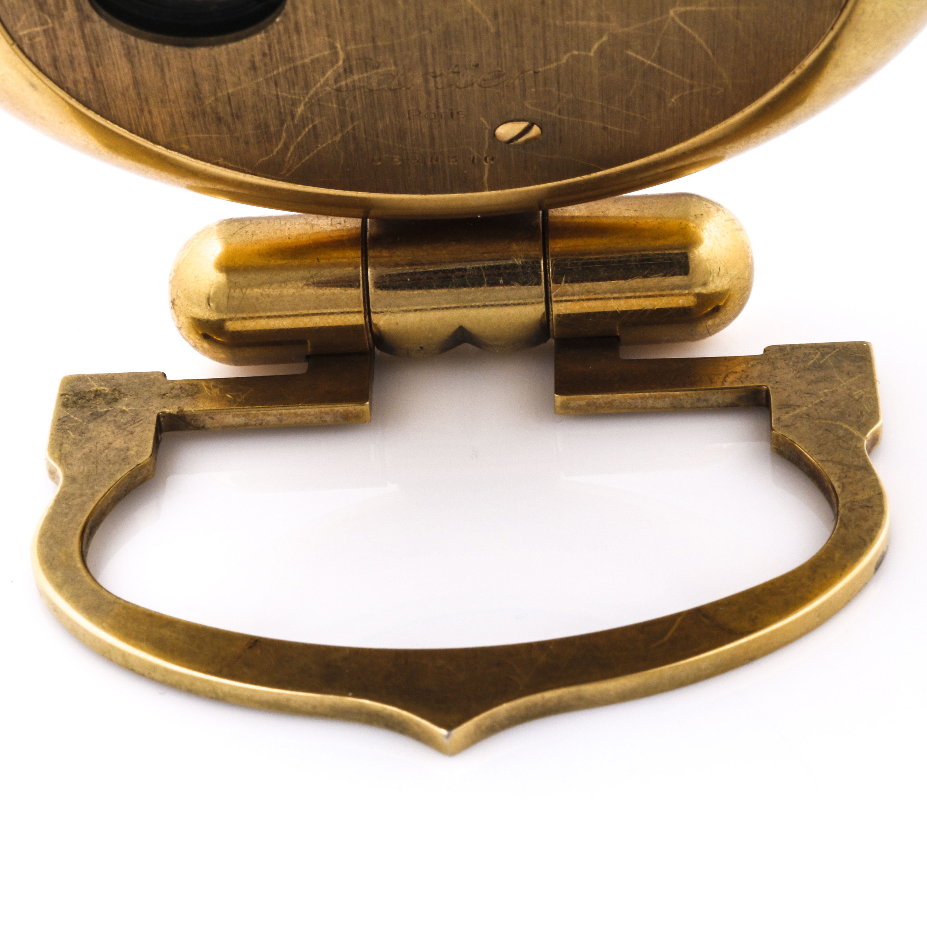 Cartier Gold Tone "Pendulette Romane" Alarm Clock