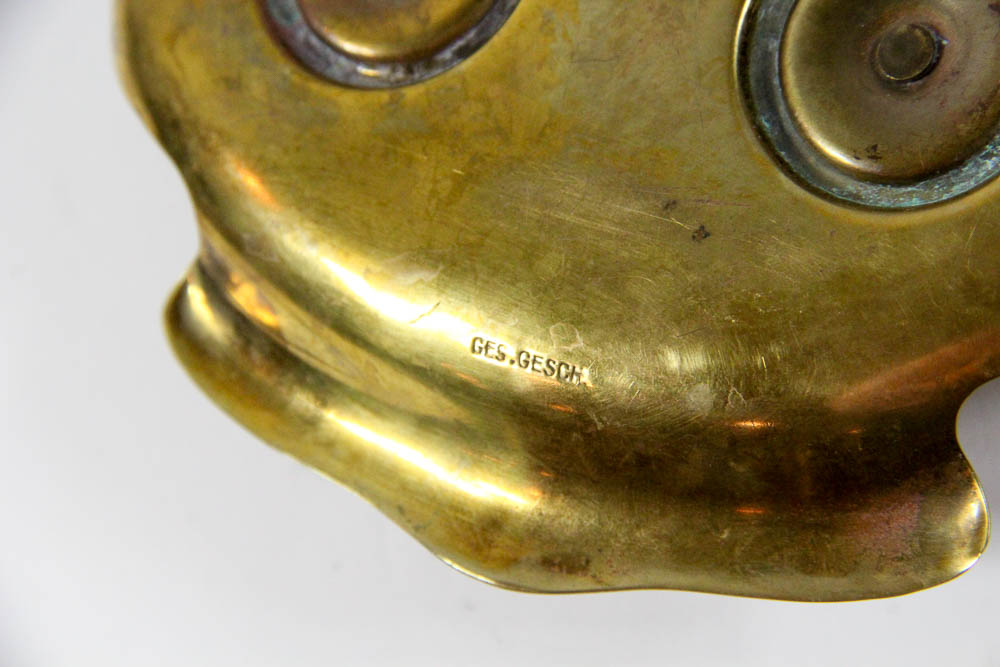 Antique Ges Gesch Brass Inkwell