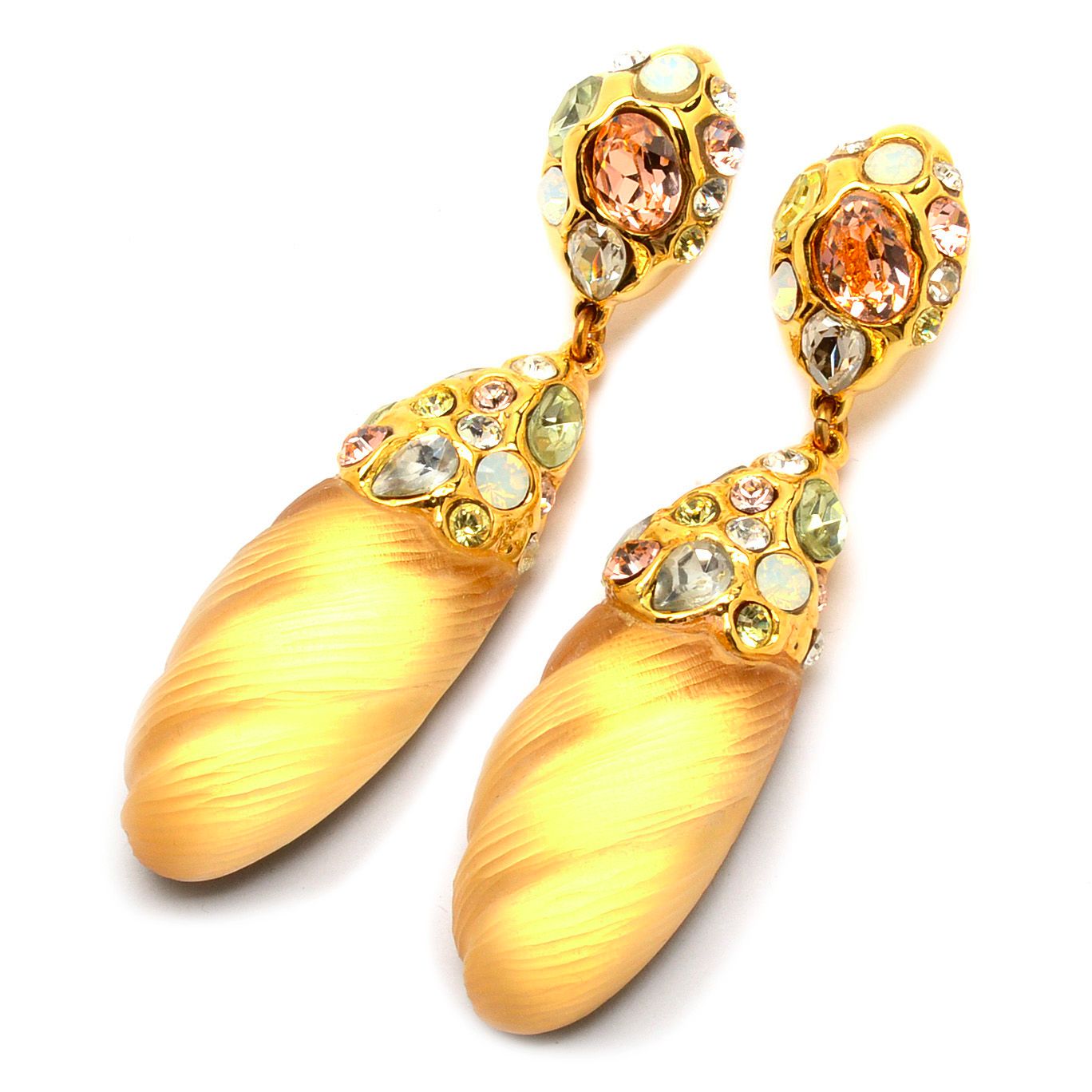 Alexis Bittar Lucite Pierced Earrings Encrusted with Swarovski Crystals