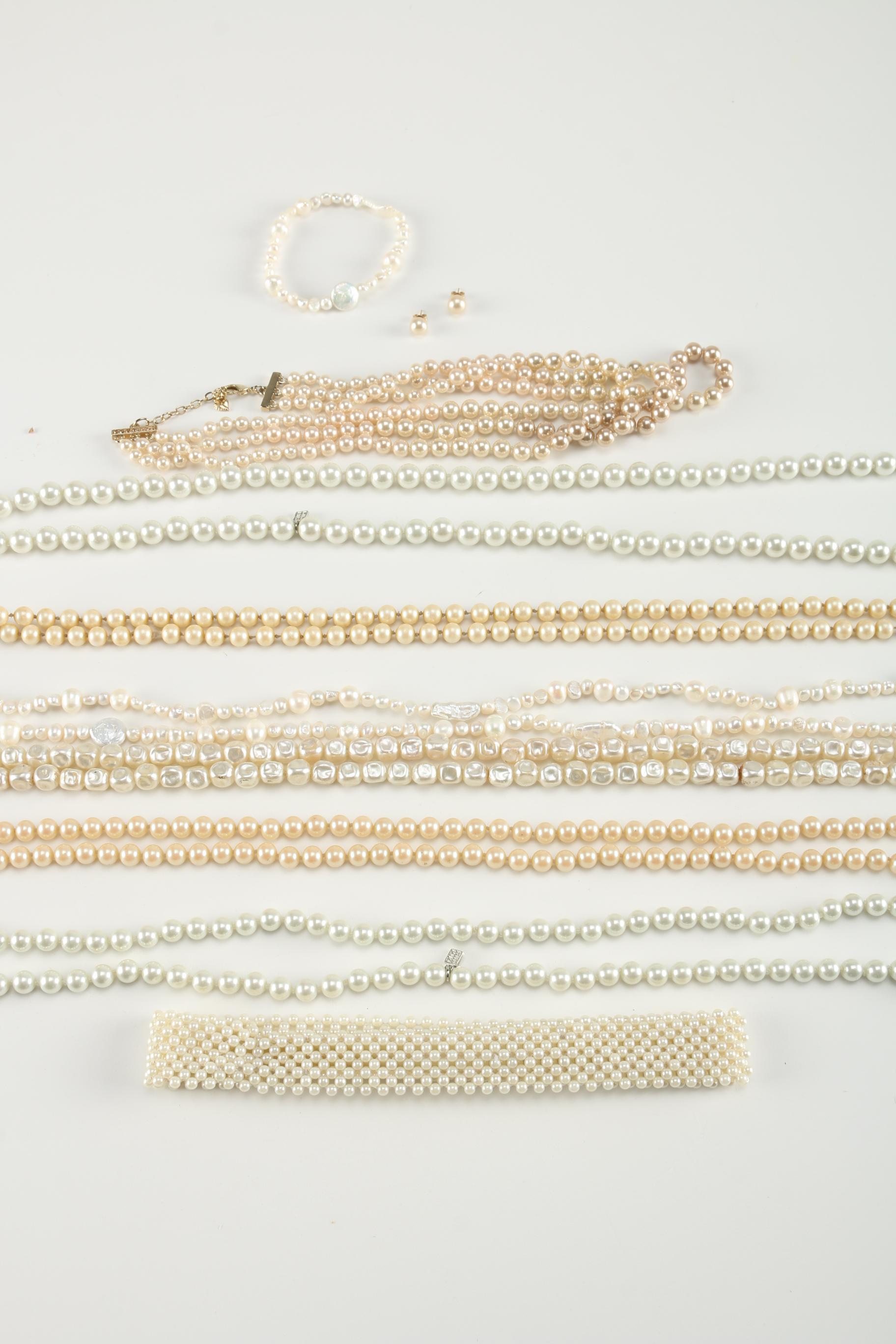 Faux Pearl Necklaces and Bracelets