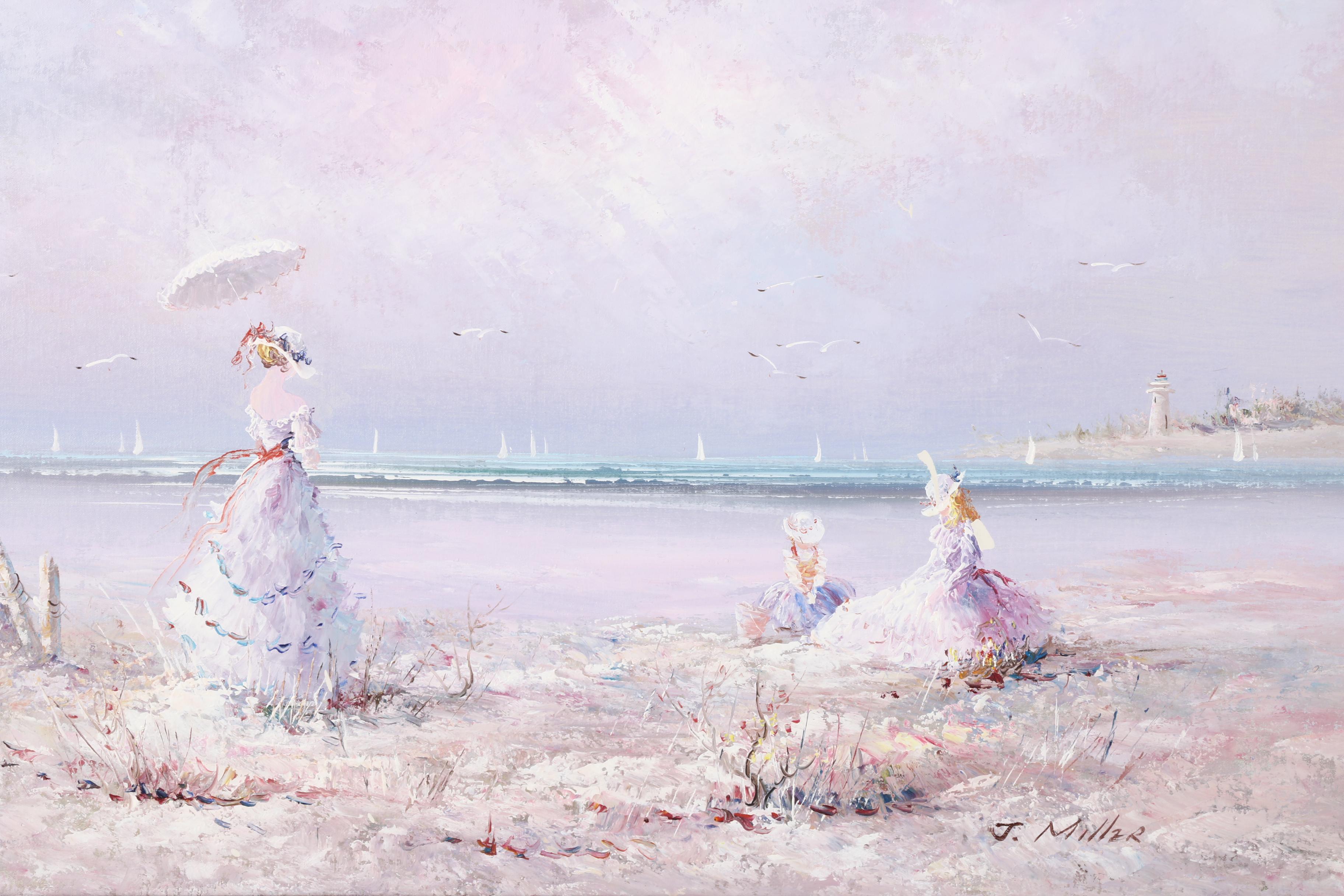 J. Miller Signed Oil on Canvas Beach Landscape