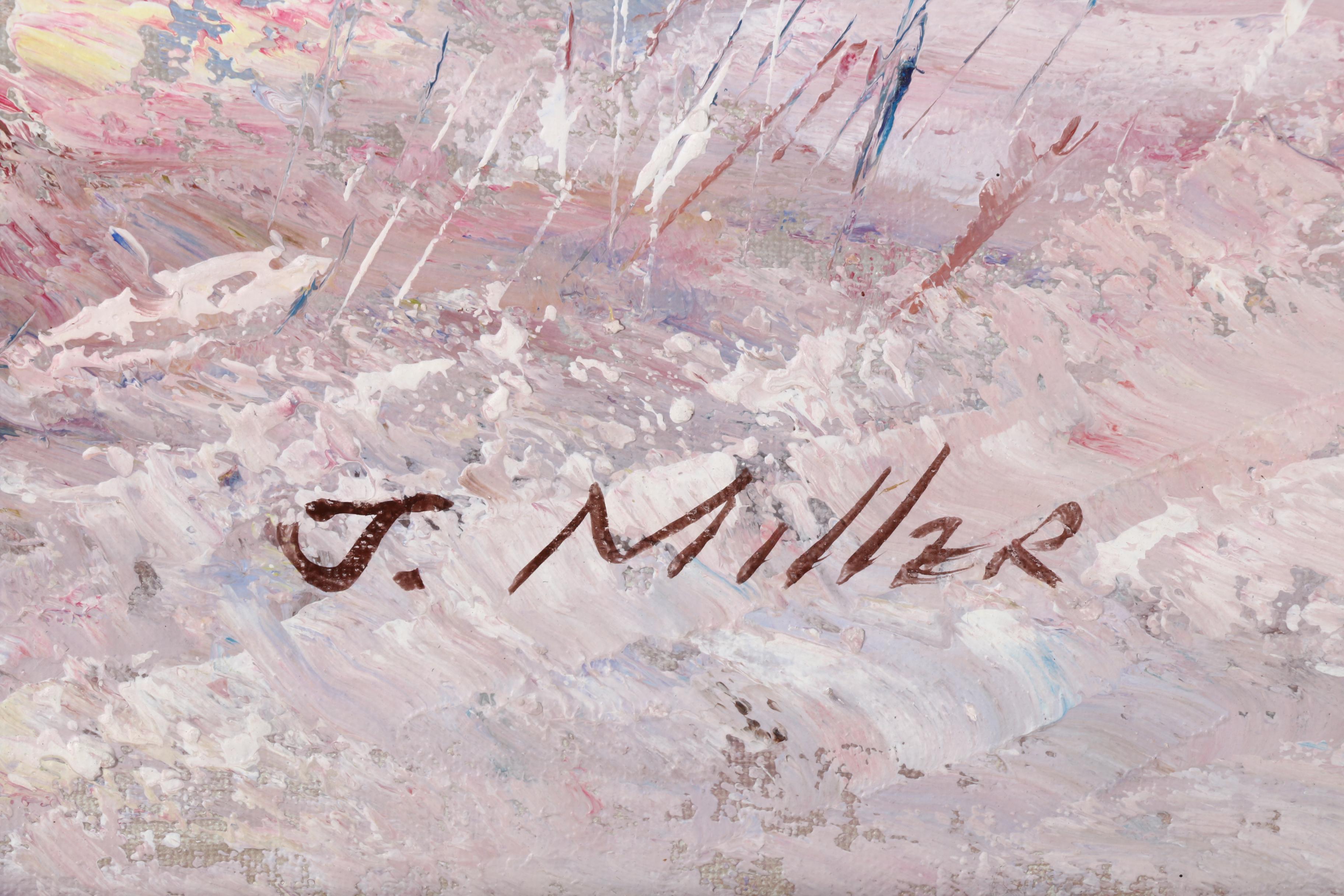 J. Miller Signed Oil on Canvas Beach Landscape