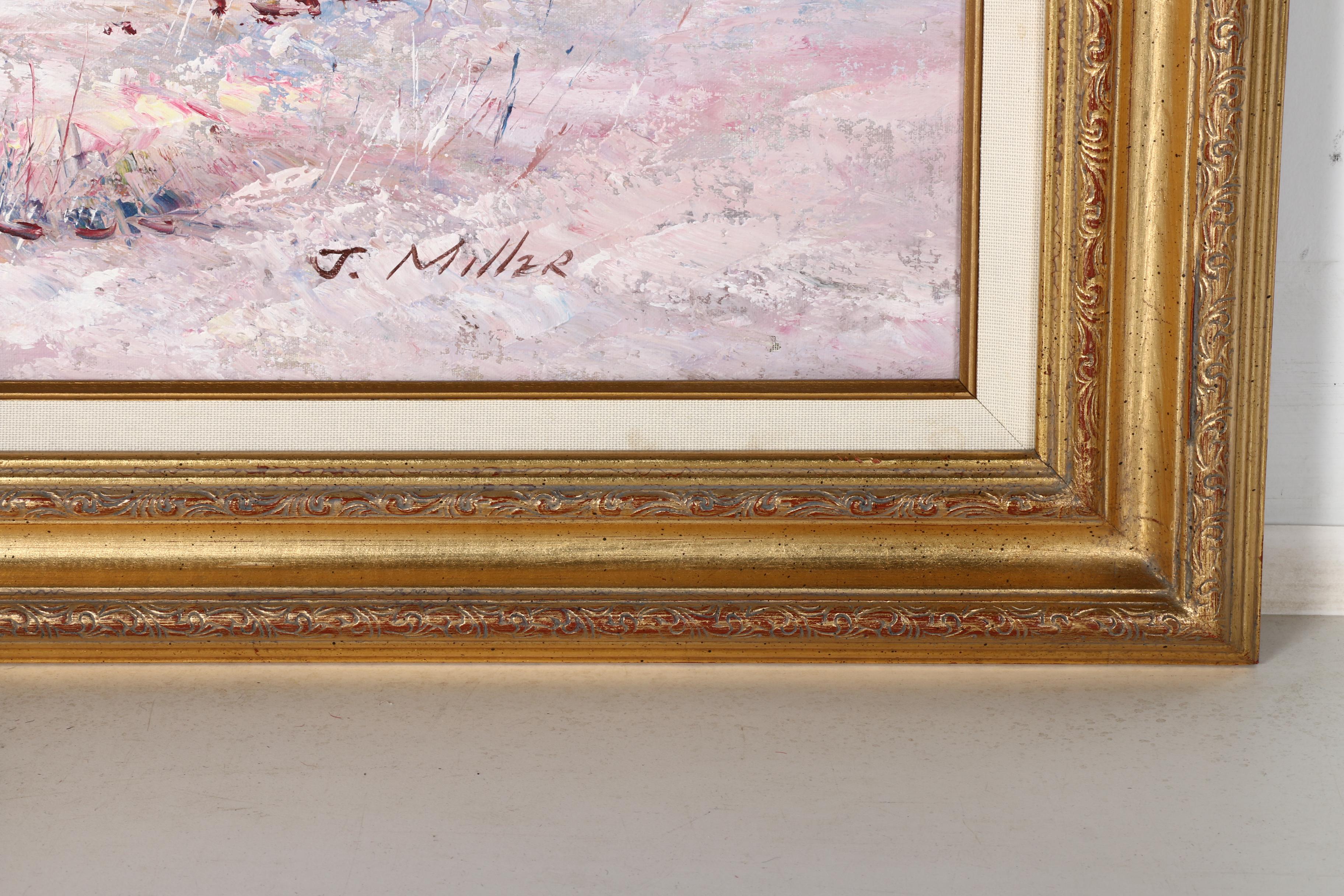 J. Miller Signed Oil on Canvas Beach Landscape