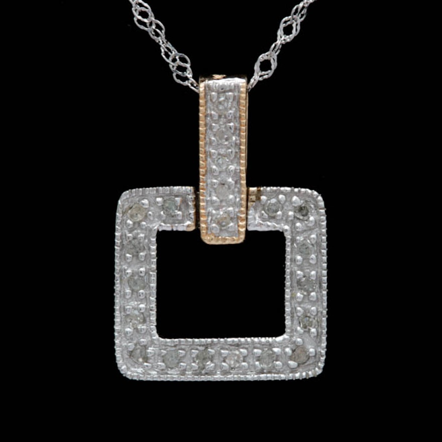 14K Two-Tone Gold and Diamond Pendant with Chain