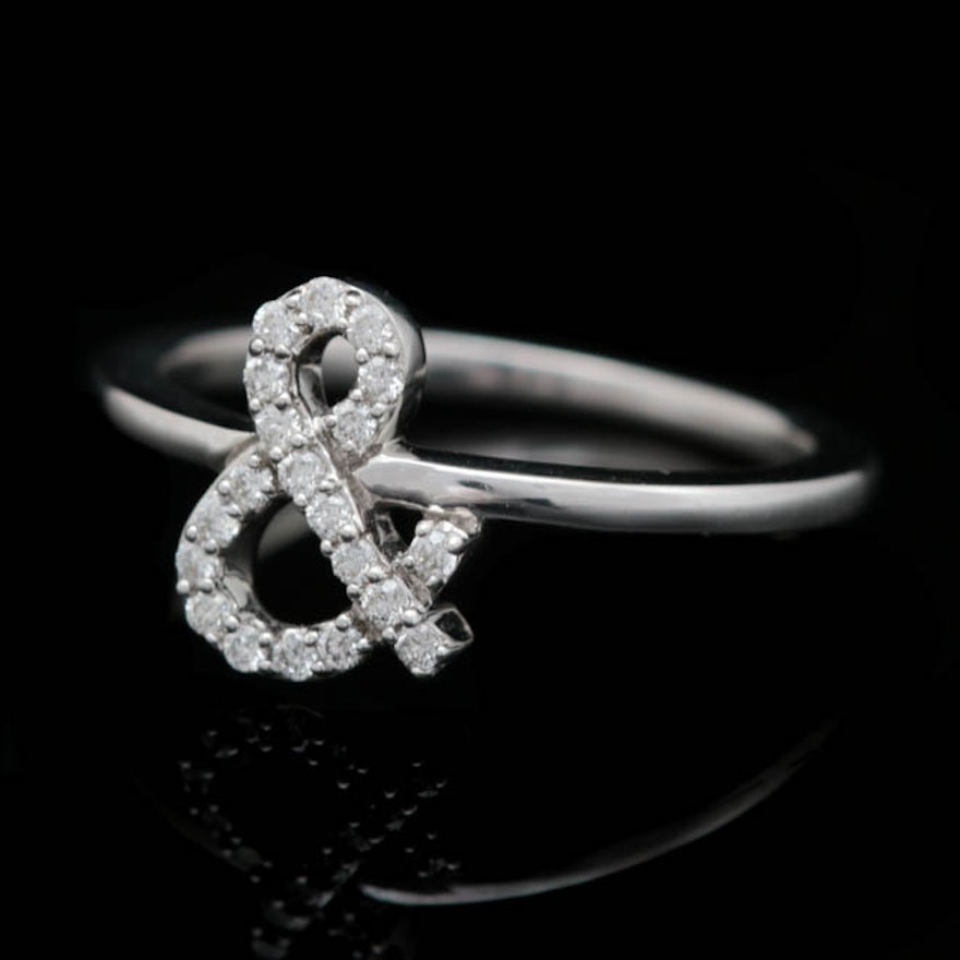 18K White Gold and Diamond Ampersand Ring