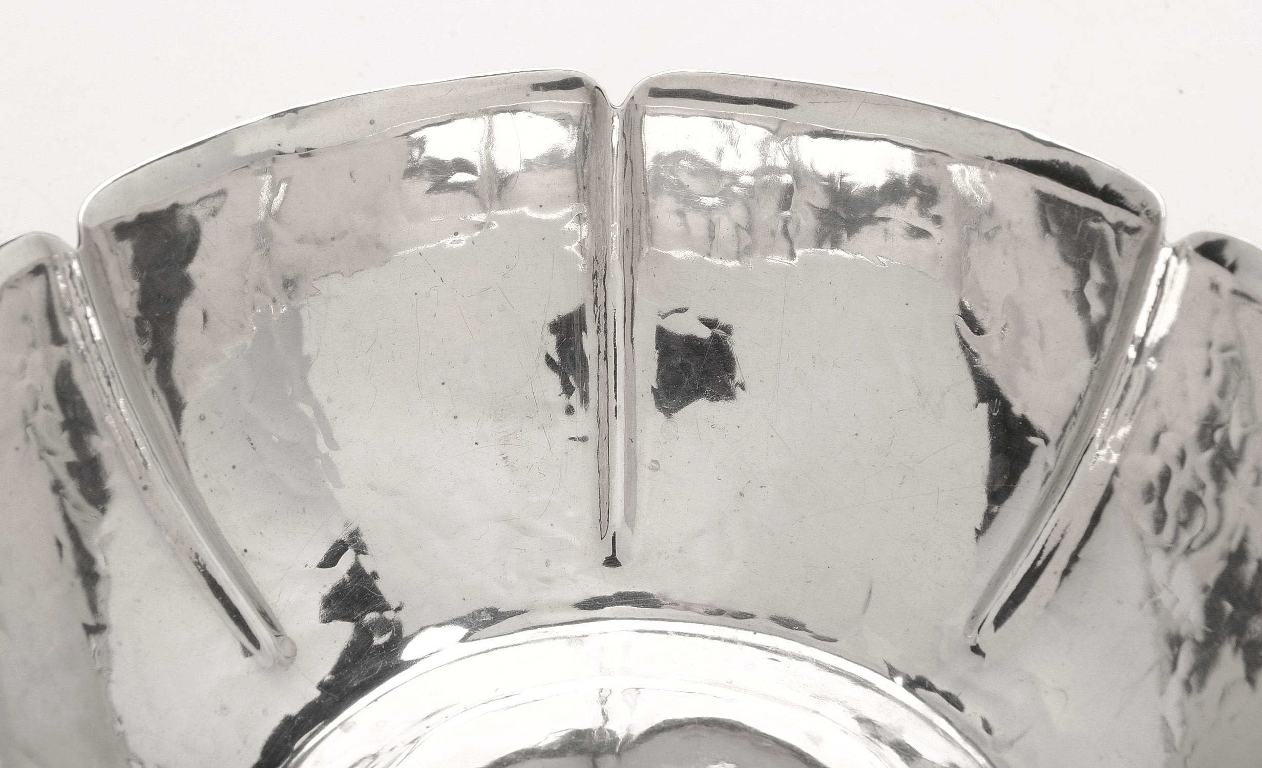 Joel F. Hewes Sterling Silver Hand-Hammered Floriform Bowl