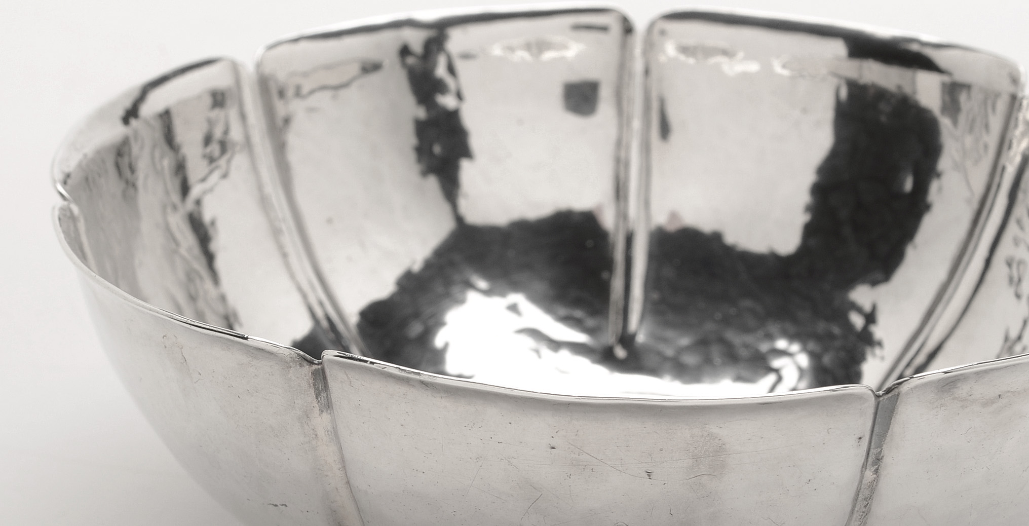 Joel F. Hewes Sterling Silver Hand-Hammered Floriform Bowl