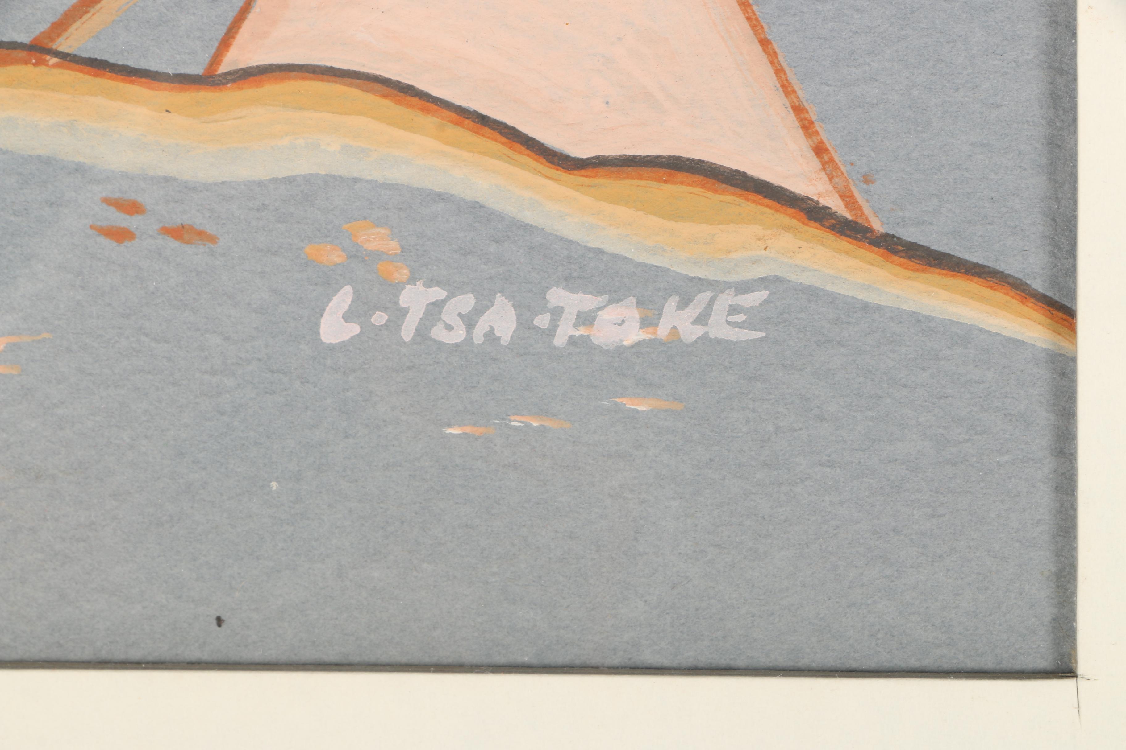 Lee Tsatoke Native American Gouache Painting on Heavyweight Paper