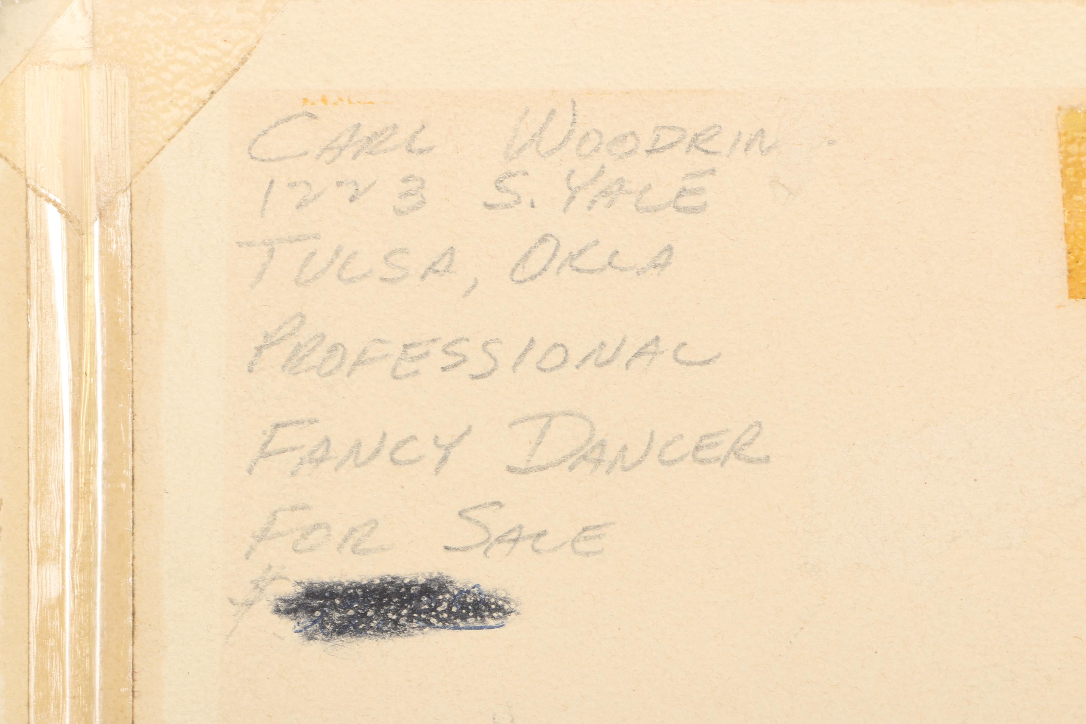 Carl Woodring (Wasaba Shinga) Gouache Painting on Paper ""Fancy Dancer"