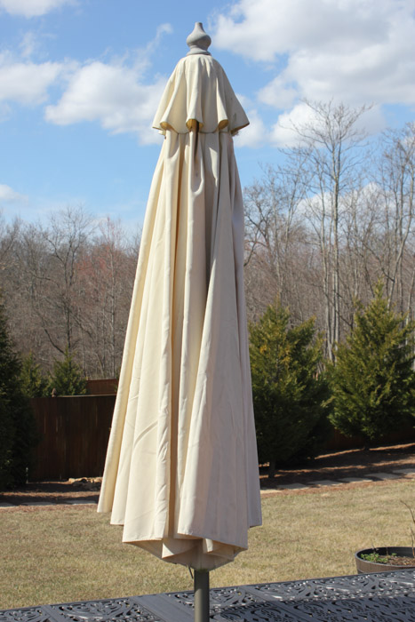 Hanamint Tuscany Rectangular Extension Table with Umbrella and Stand