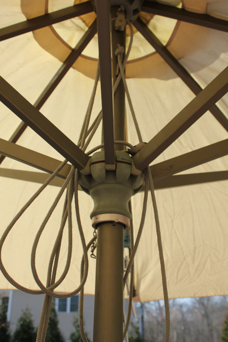 Hanamint Tuscany Rectangular Extension Table with Umbrella and Stand