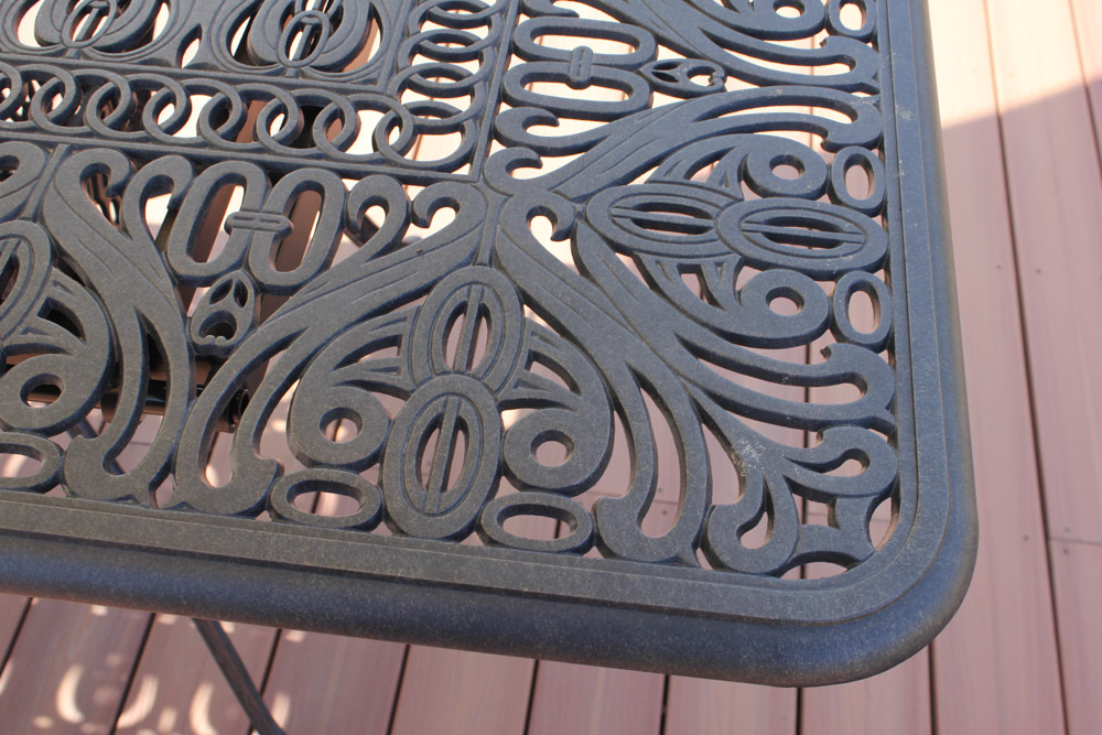 Hanamint Tuscany Rectangular Extension Table with Umbrella and Stand