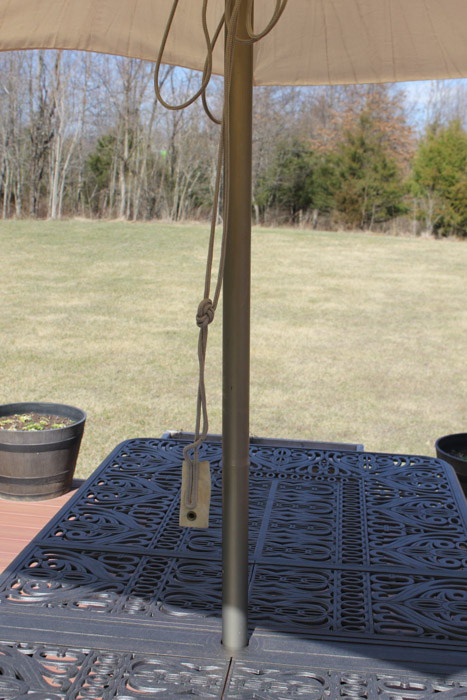 Hanamint Tuscany Rectangular Extension Table with Umbrella and Stand