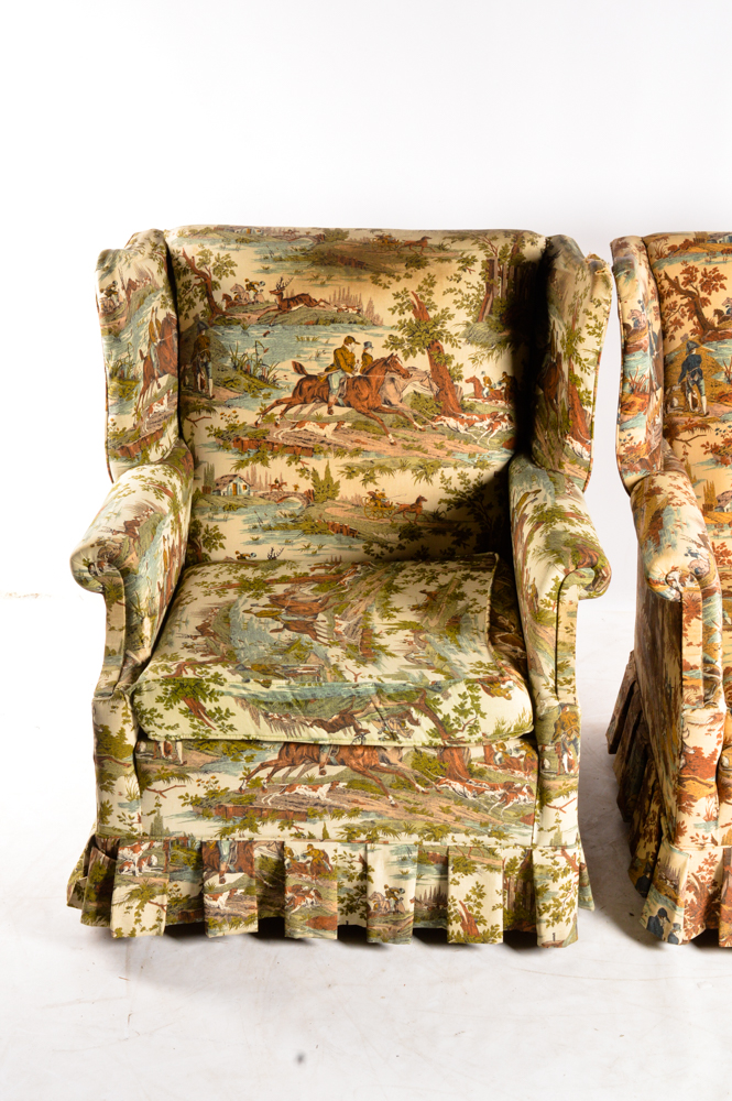 Pair of  Vintage Equestrian Themed Armchairs