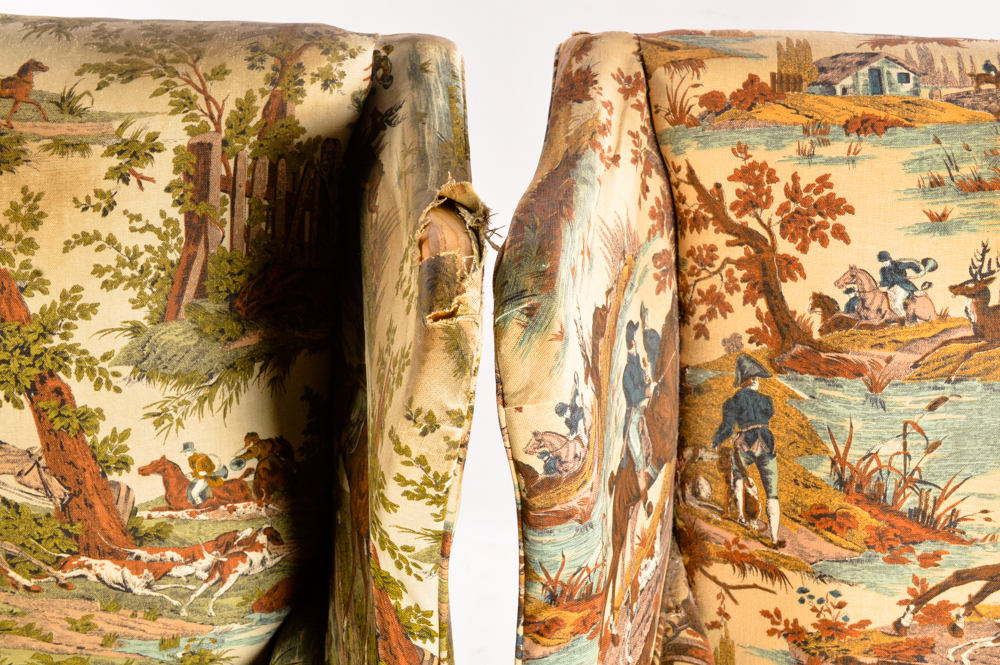 Pair of  Vintage Equestrian Themed Armchairs