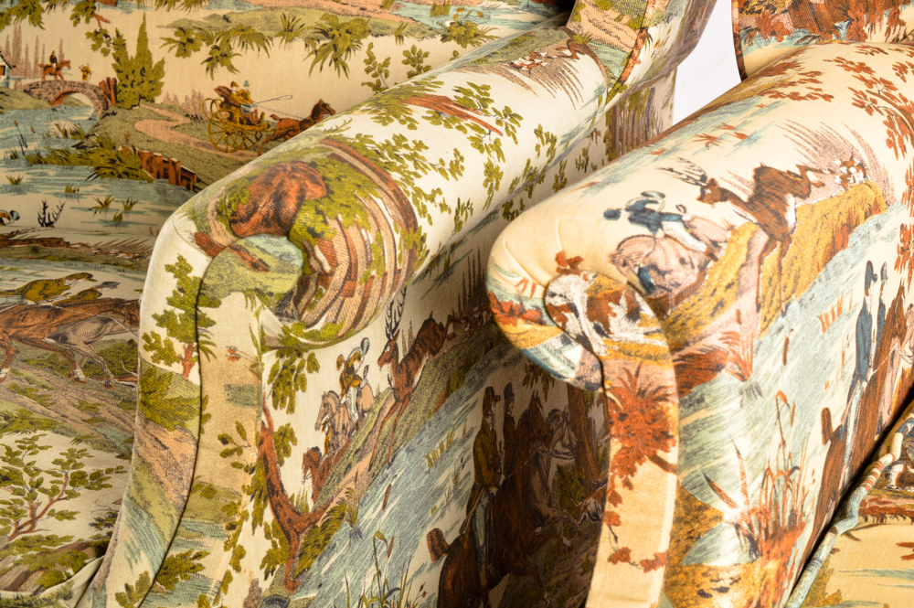 Pair of  Vintage Equestrian Themed Armchairs