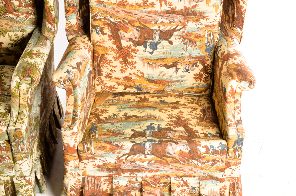 Pair of  Vintage Equestrian Themed Armchairs
