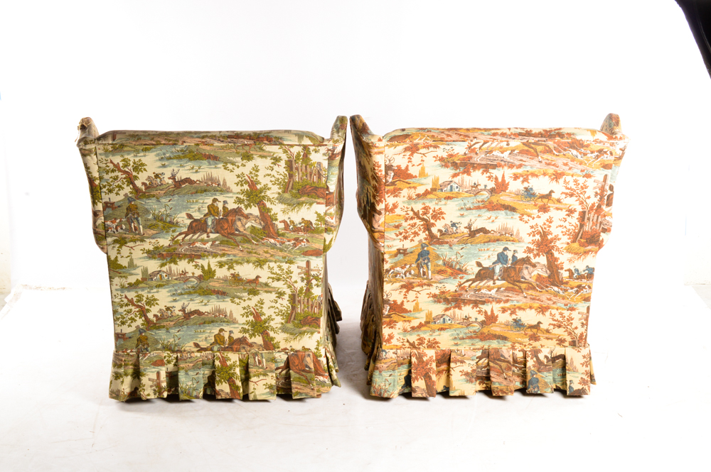 Pair of  Vintage Equestrian Themed Armchairs