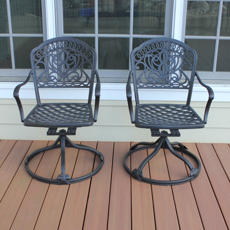 Pair of Hanamint Tuscany Patio Swivel Chairs