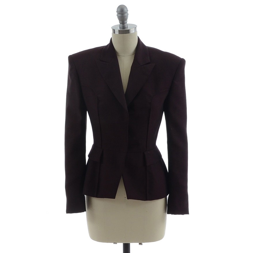 Gucci Wool Blend Tailored Blazer in Merlot with Monochromatic Silk Lining