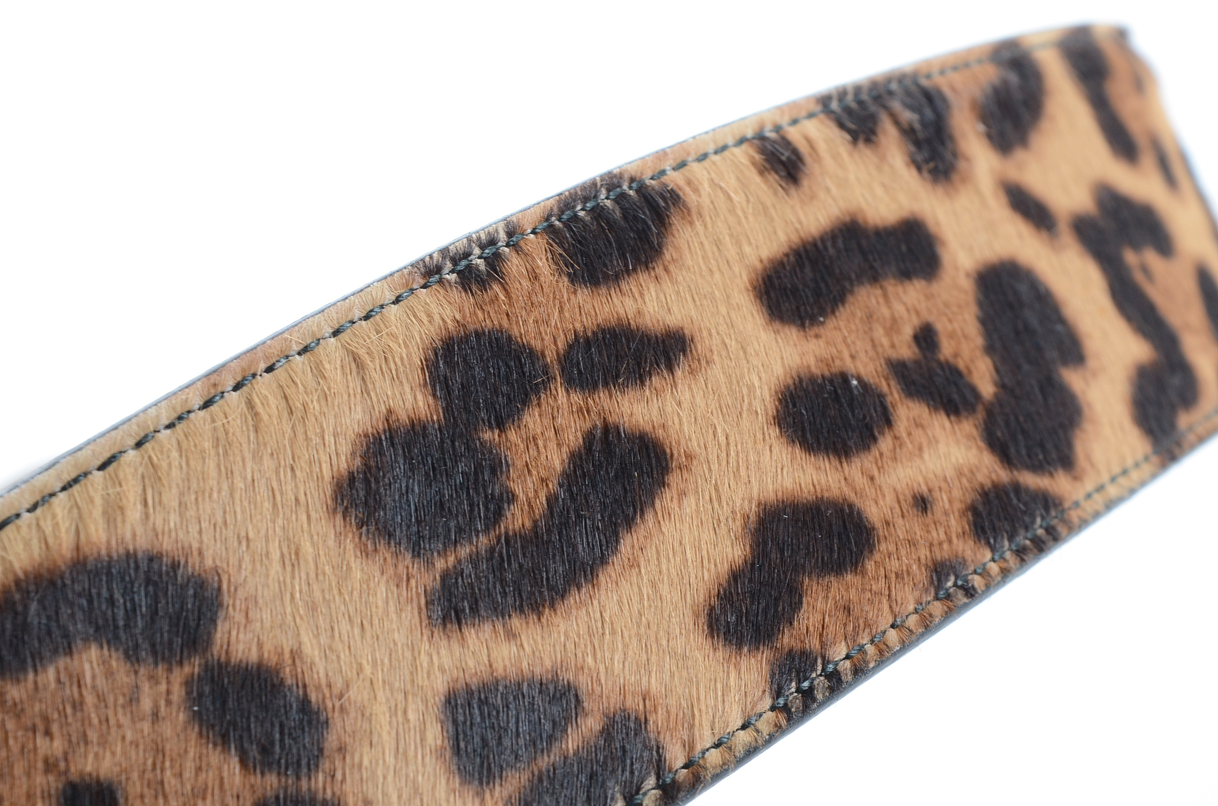 Gucci Leopard Print Ponyskin Leather Belt