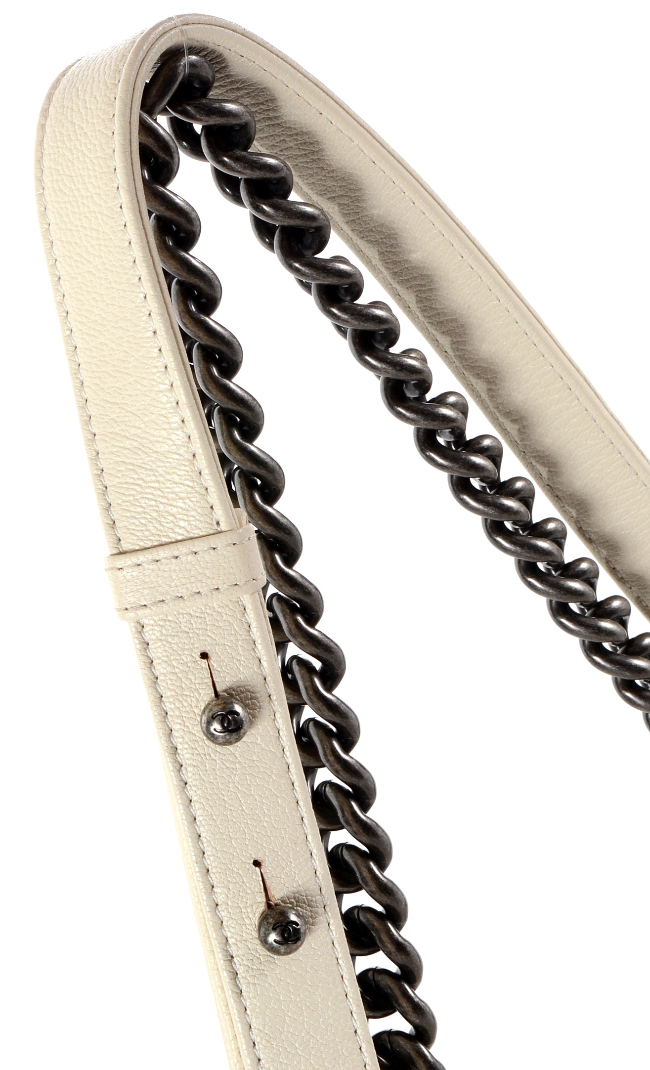 Chanel Boy Flap Bag in Ivory Quilted and Patent Leather