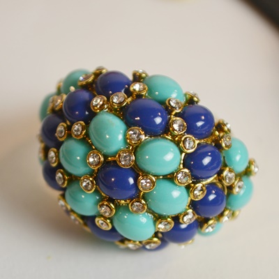 Stella & Dot Faux Lapis Lazuli Statement Necklace, Bracelet, and Ring