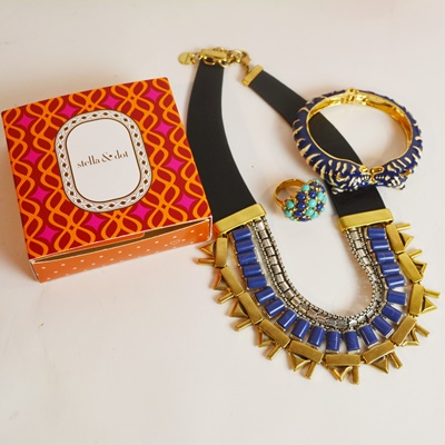 Stella & Dot Faux Lapis Lazuli Statement Necklace, Bracelet, and Ring