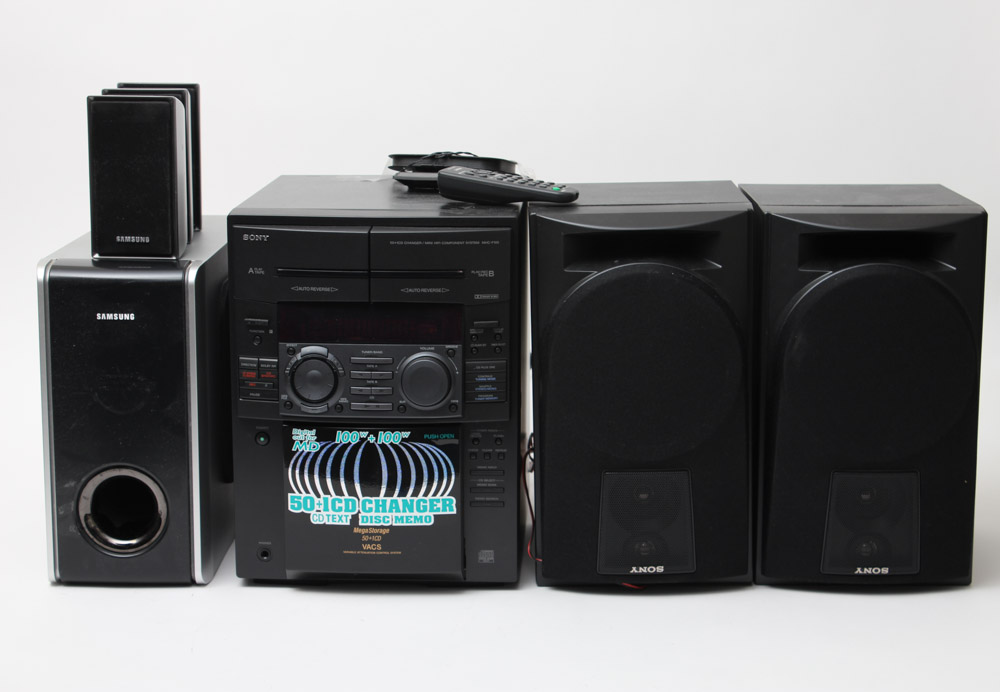 Sony CD Changer Bookshelf Stereo and Samsung Speaker System