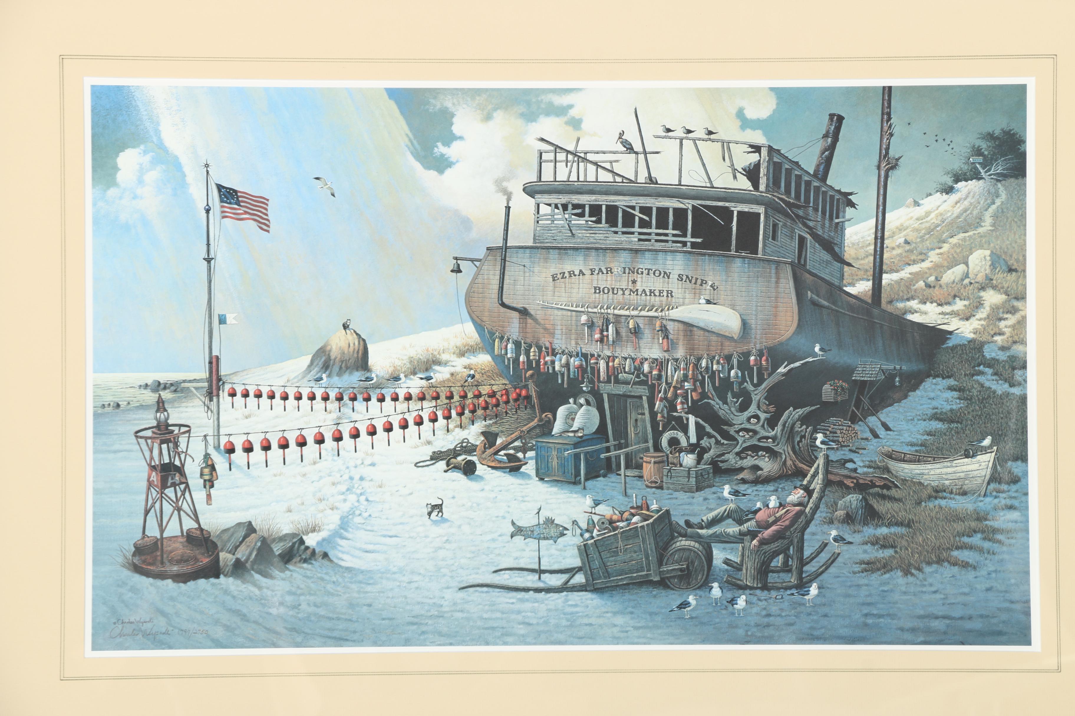 Charles Wysocki Limited Edition Offset Lithograph "Where the Buoys Are"