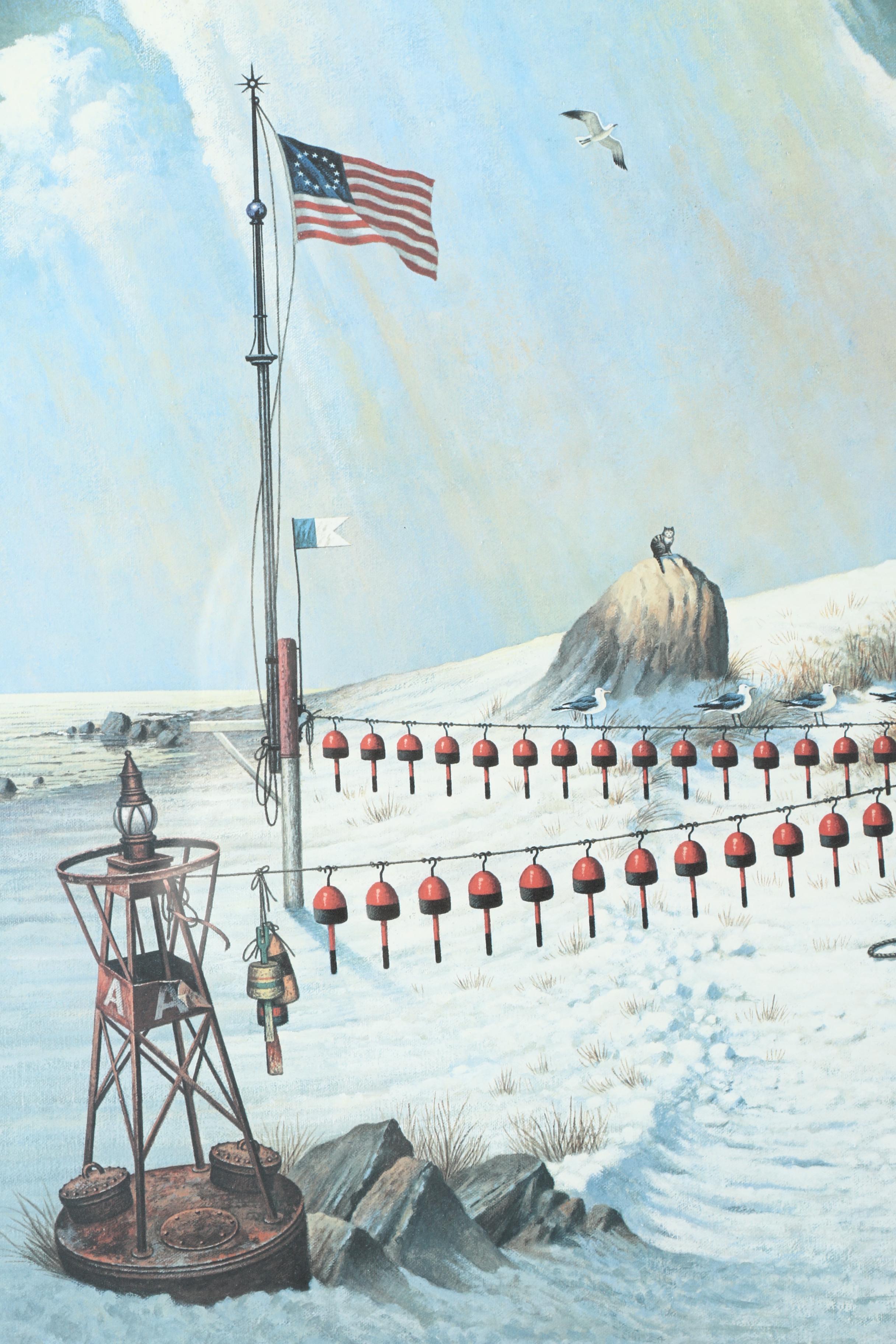 Charles Wysocki Limited Edition Offset Lithograph "Where the Buoys Are"