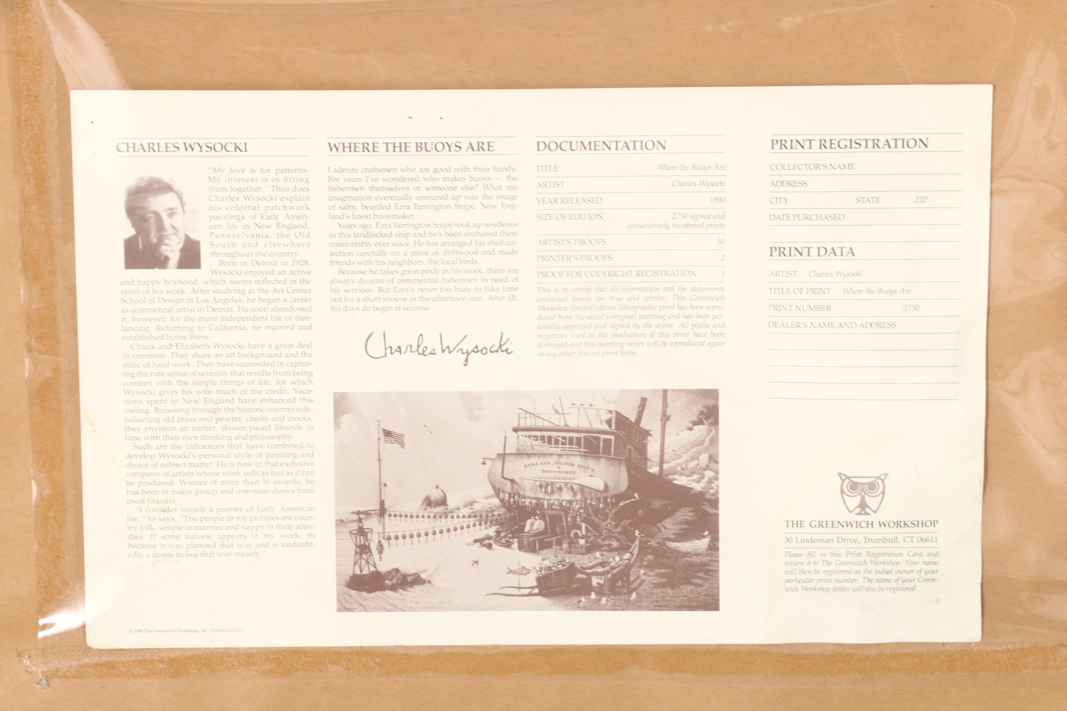 Charles Wysocki Limited Edition Offset Lithograph "Where the Buoys Are"