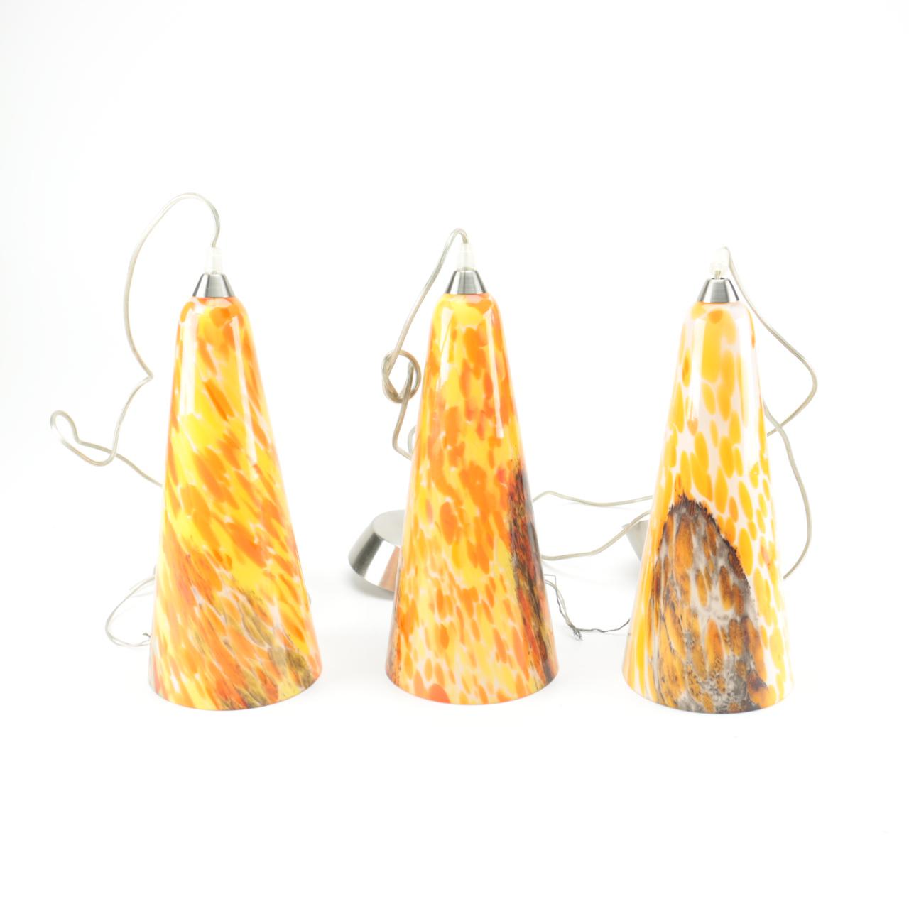 Set of Art Glass Pendant Lights