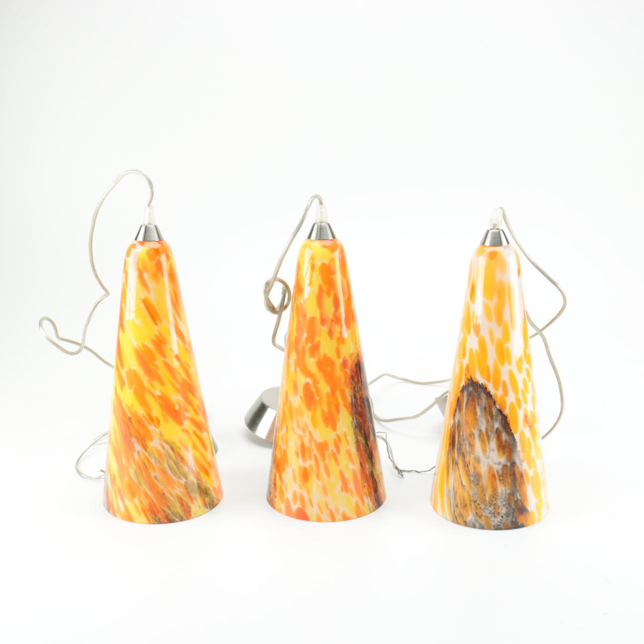 Set of Art Glass Pendant Lights