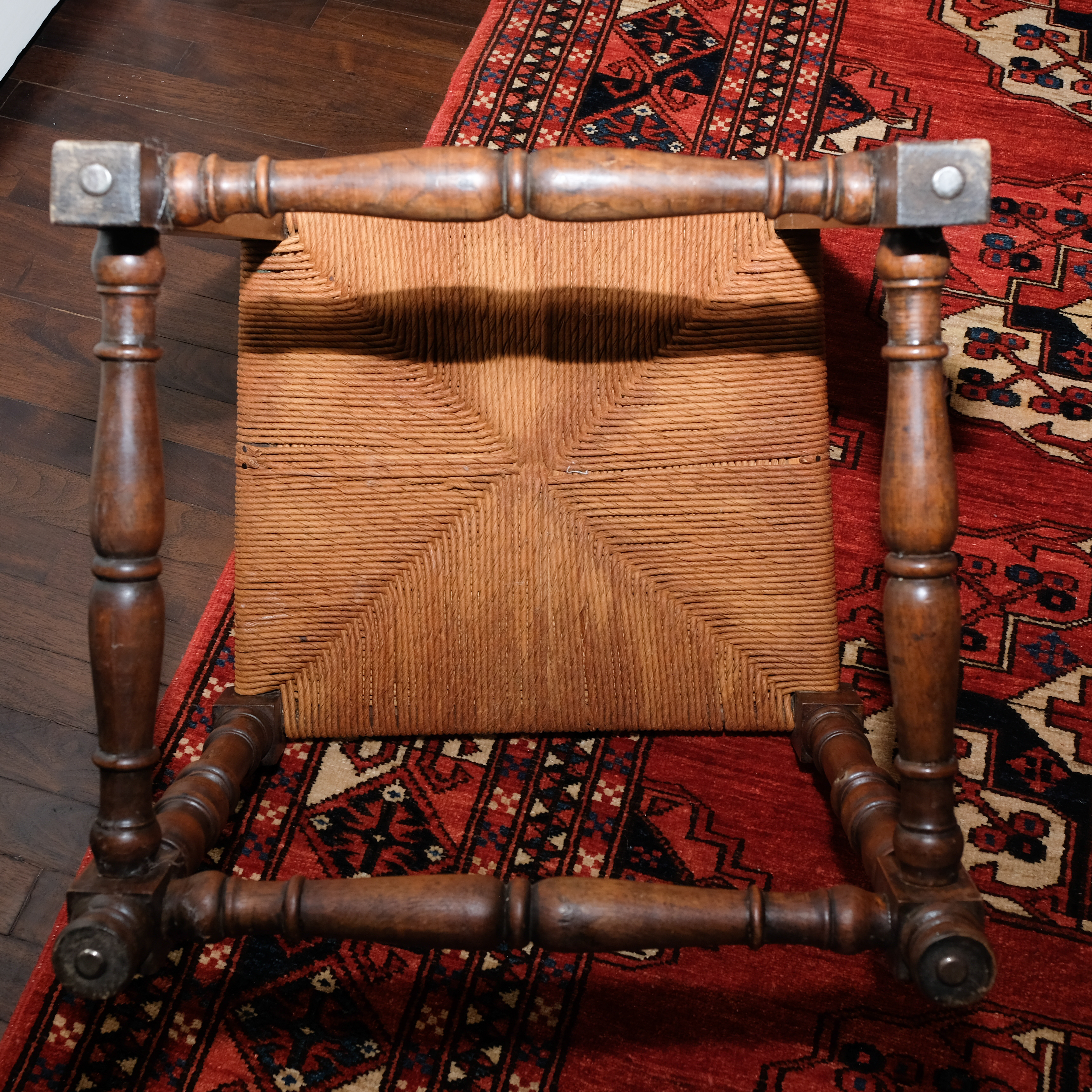 Italian Gothic Revival Side Chairs With Rush Seats