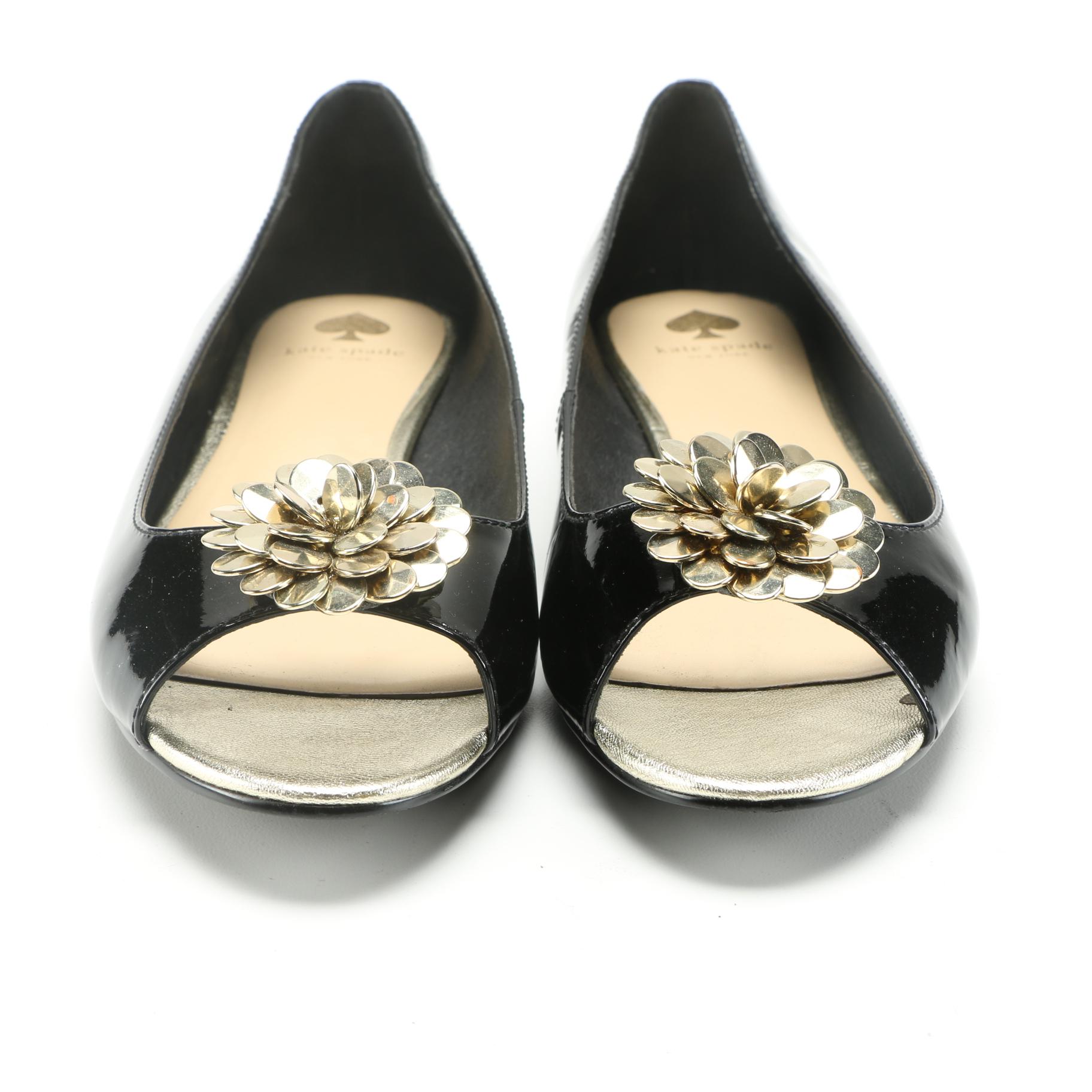 Kate Spade Patent Leather Peep Toe Flats