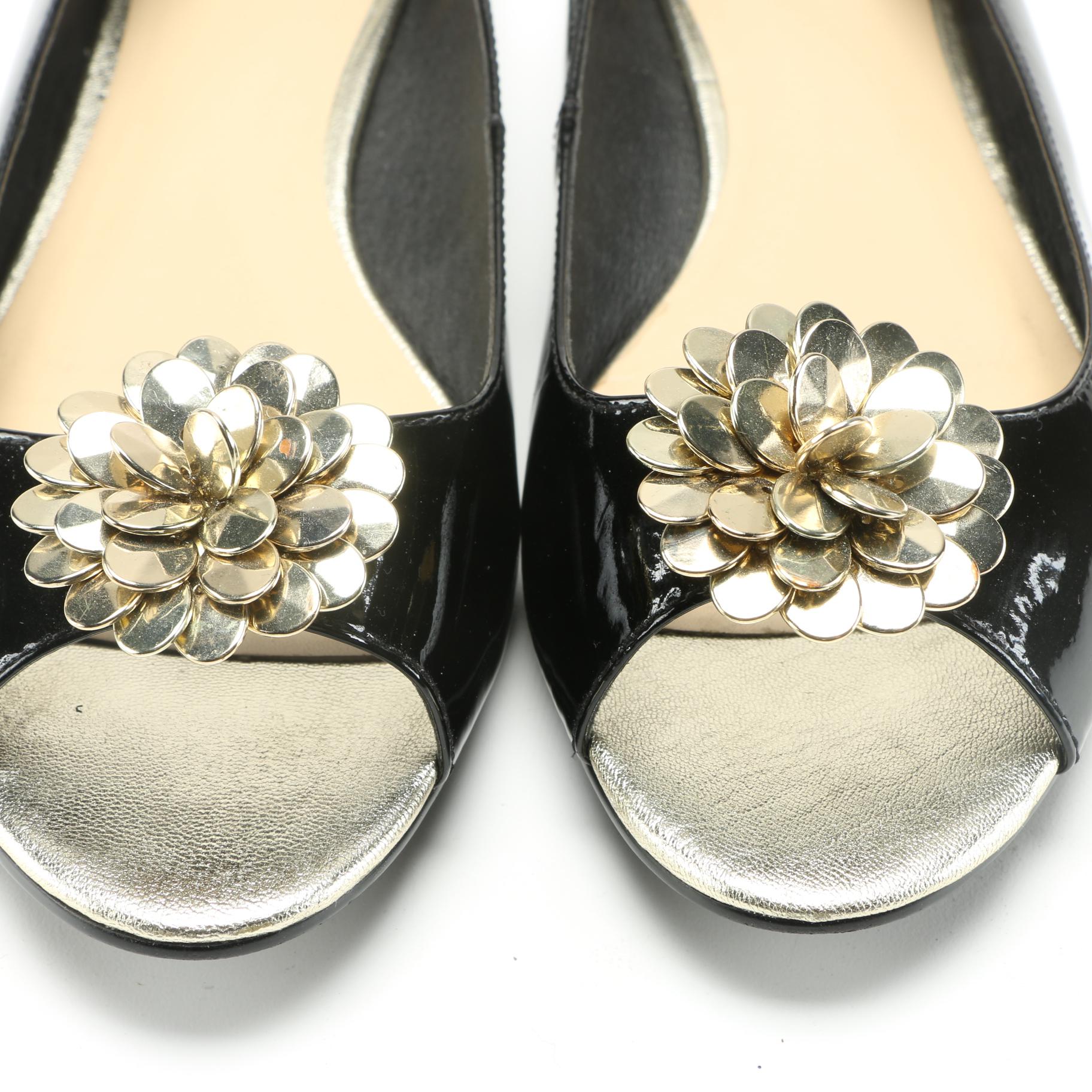 Kate Spade Patent Leather Peep Toe Flats