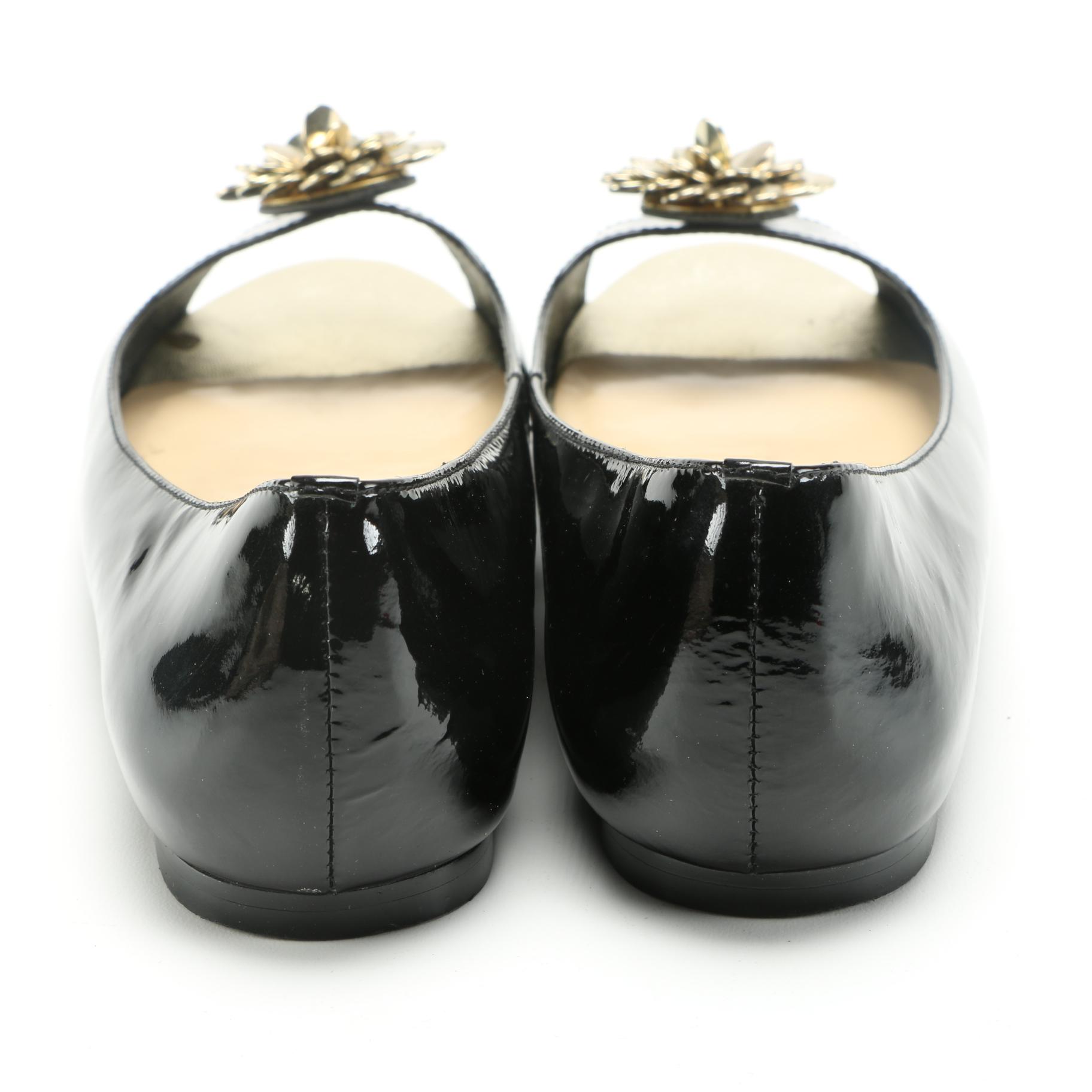 Kate Spade Patent Leather Peep Toe Flats