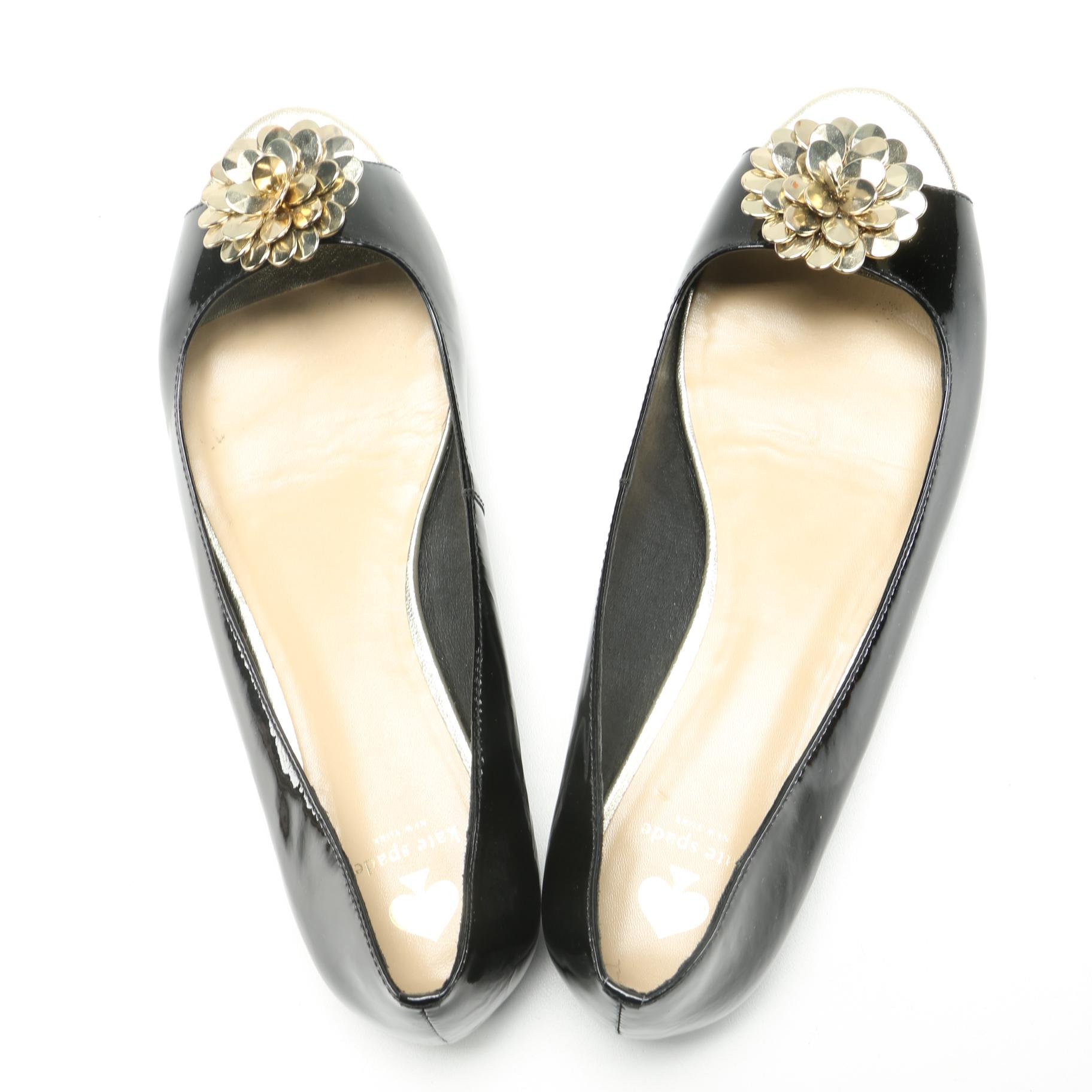 Kate Spade Patent Leather Peep Toe Flats