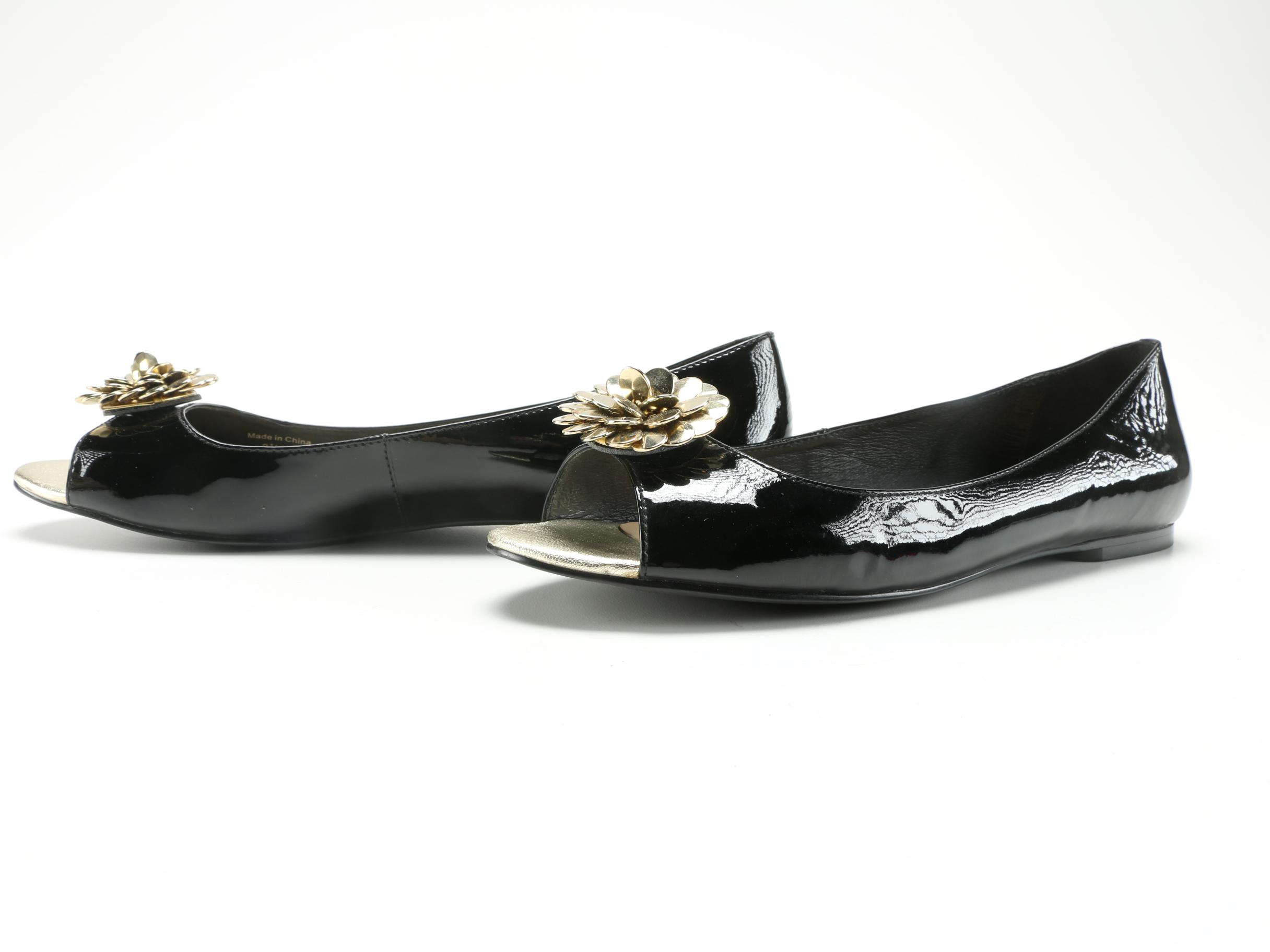 Kate Spade Patent Leather Peep Toe Flats